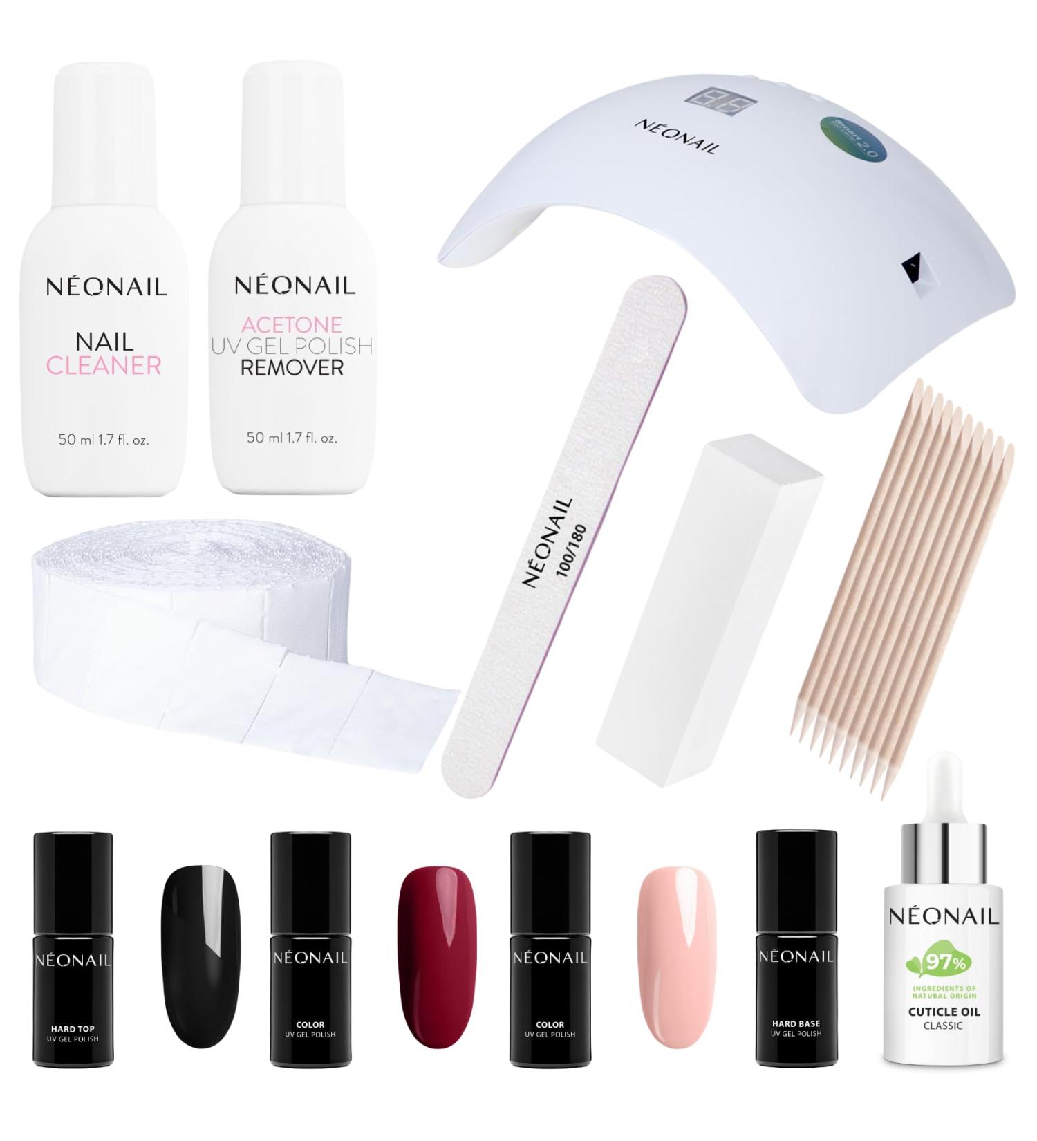 Neonail Starter Set with LED Lamp - 4x 7.2ml Nail Polish UV Shellac Manicure Kit for Perfect Nails - Buy Online on SooperMarket.com