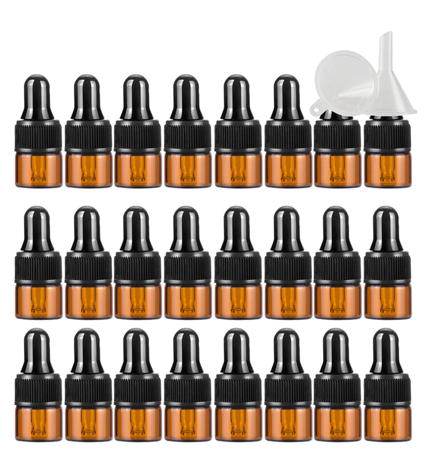 Zeoabsy 20 Mini 1ml Brown Glass Drip Bottles with Pipettes - Ideal for Aromatherapy & Essential Oils Storage - Buy Online on SooperMarket.com