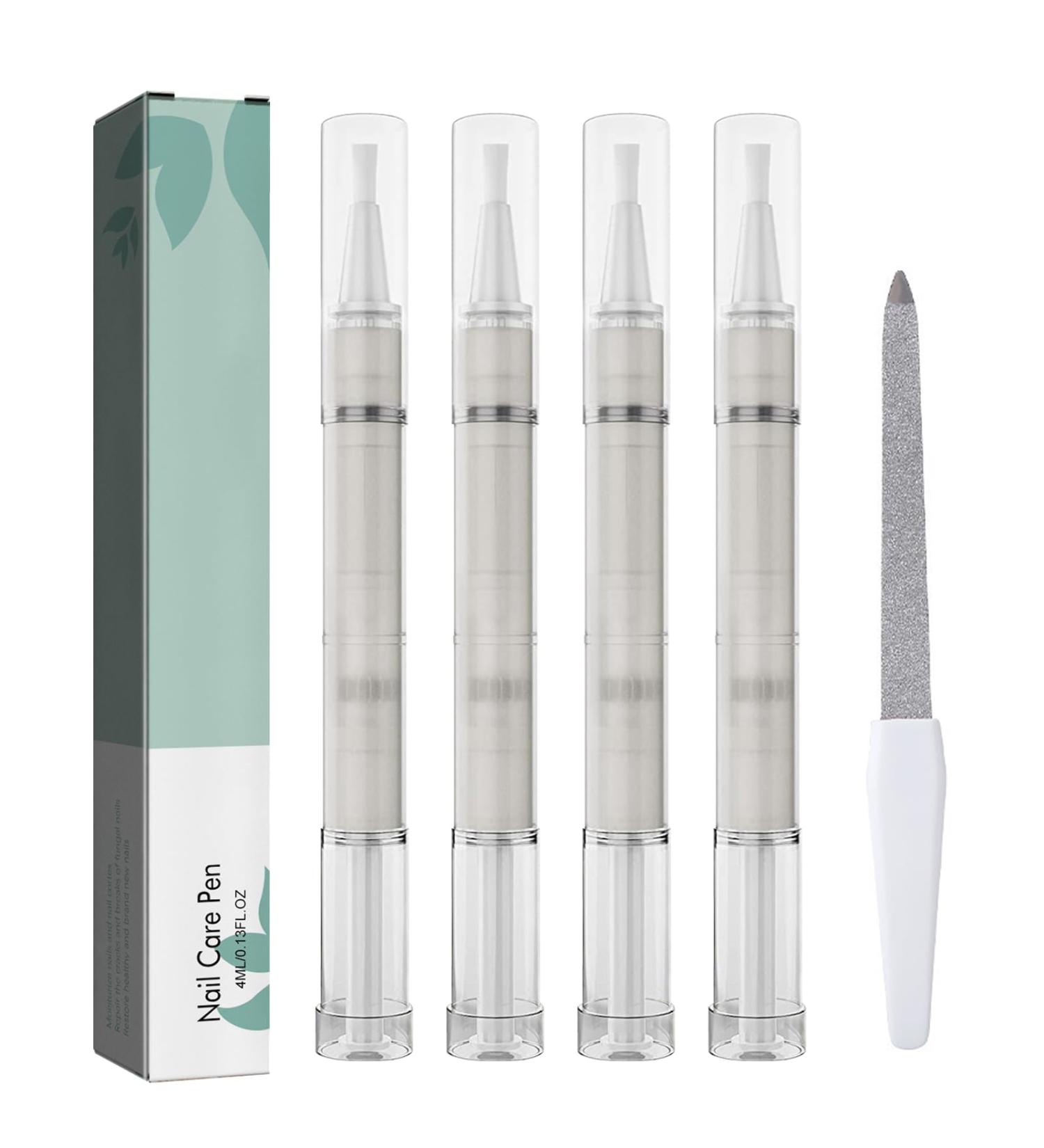 4-Piece Nail Care Pen Set with Tea Tree Oil Vitamin E & Aloe Vera - Well-Groomed Fingernails & Toenails - Includes Nail File - Green - Buy Online on SooperMarket.com