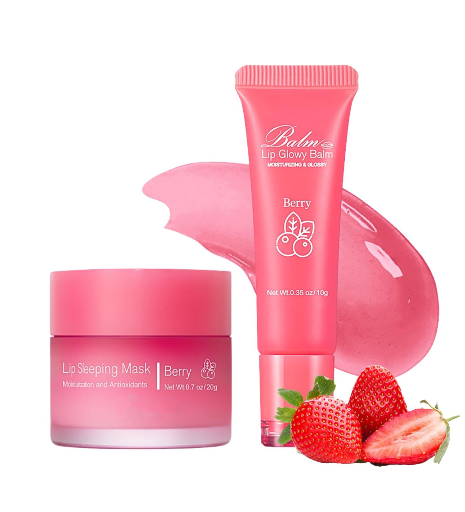Berry Lip Masks Set Berry Lip Balm Gift Set Nourshing Lip Sleeping Mask Overnight Lip Balms for Dry Chapped Lips Dark Lip Care Day & Night Lip Repair Lip Moisturizer Gifts Berry Lip Mask + Lip Balm - Buy Online on SooperMarket.com