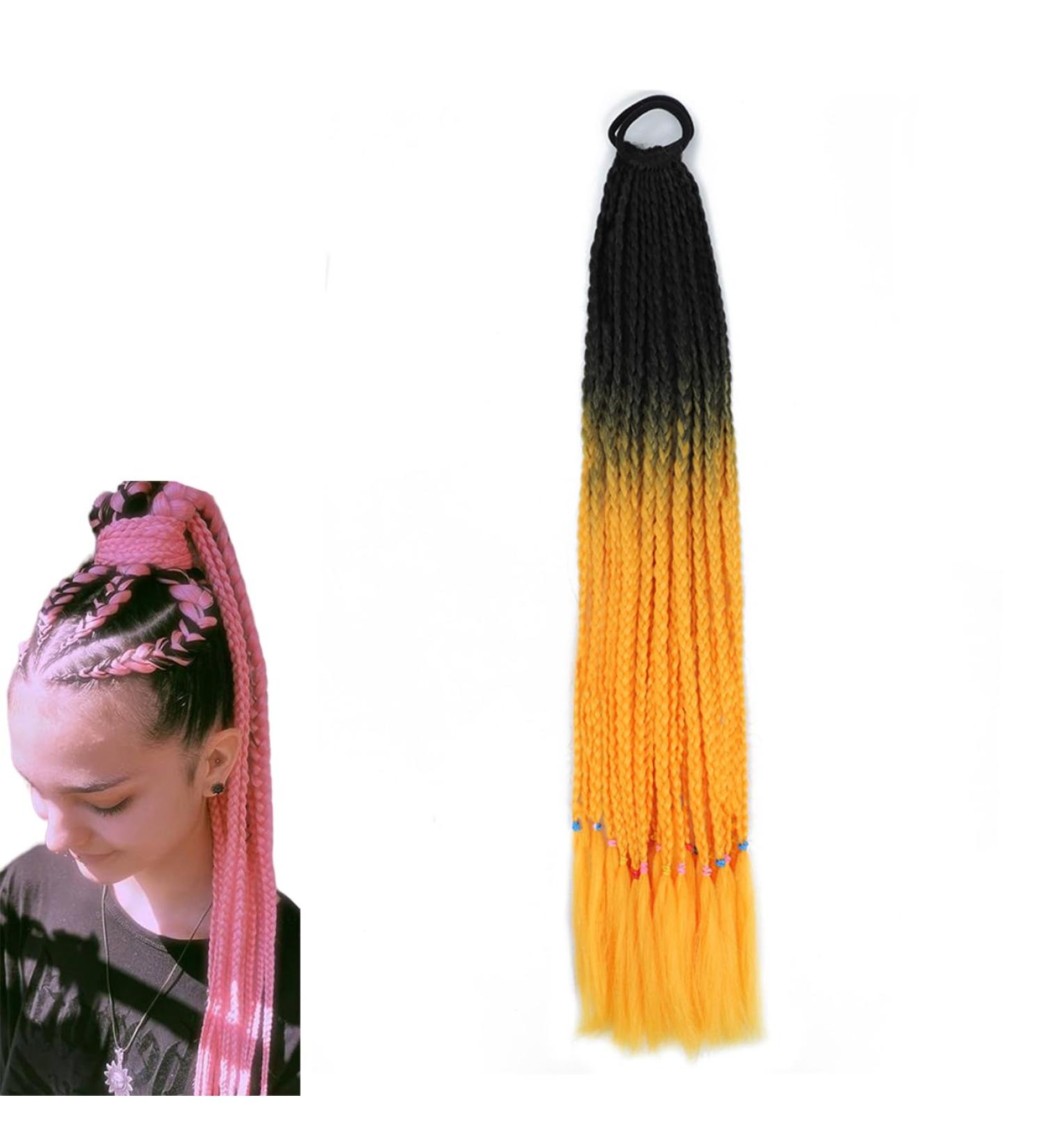 prinfantasy Hair Pieces for Women Afro Braid Twist Hair Ponytail Braiding Hair Extensions Braiding Hair Pieces Hairpiece Braided Ponytail Orange Hair BZ167 GBBZ167 24 inch - Buy Online on SooperMarket.com