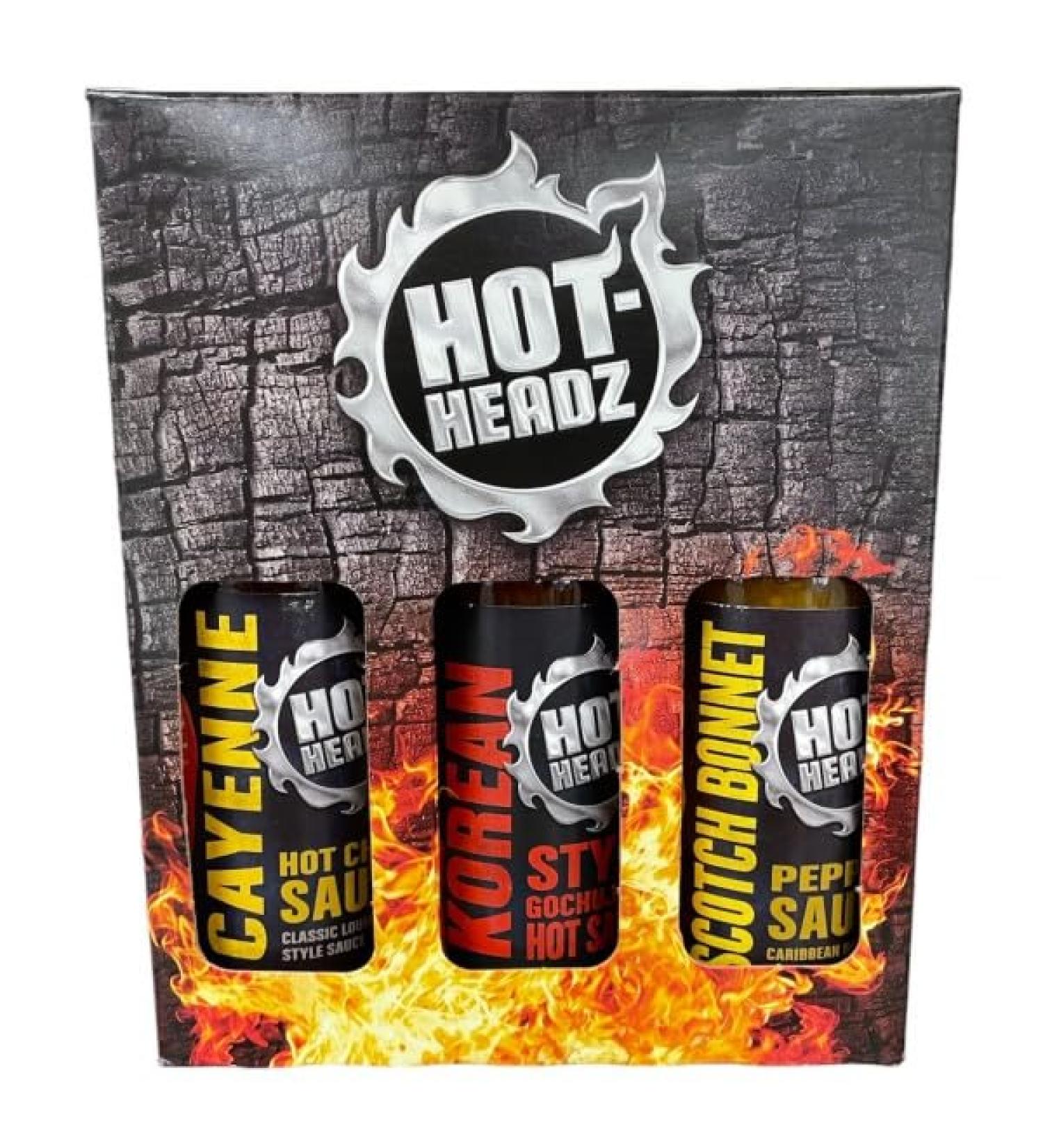 Hot Headz 3-Pack Hot Sauce Gift Set - 148ml Each. All-Natural Spicy Sauces for Marinades and Dipping. Perfect for Any Dish! - Buy Online on SooperMarket.com