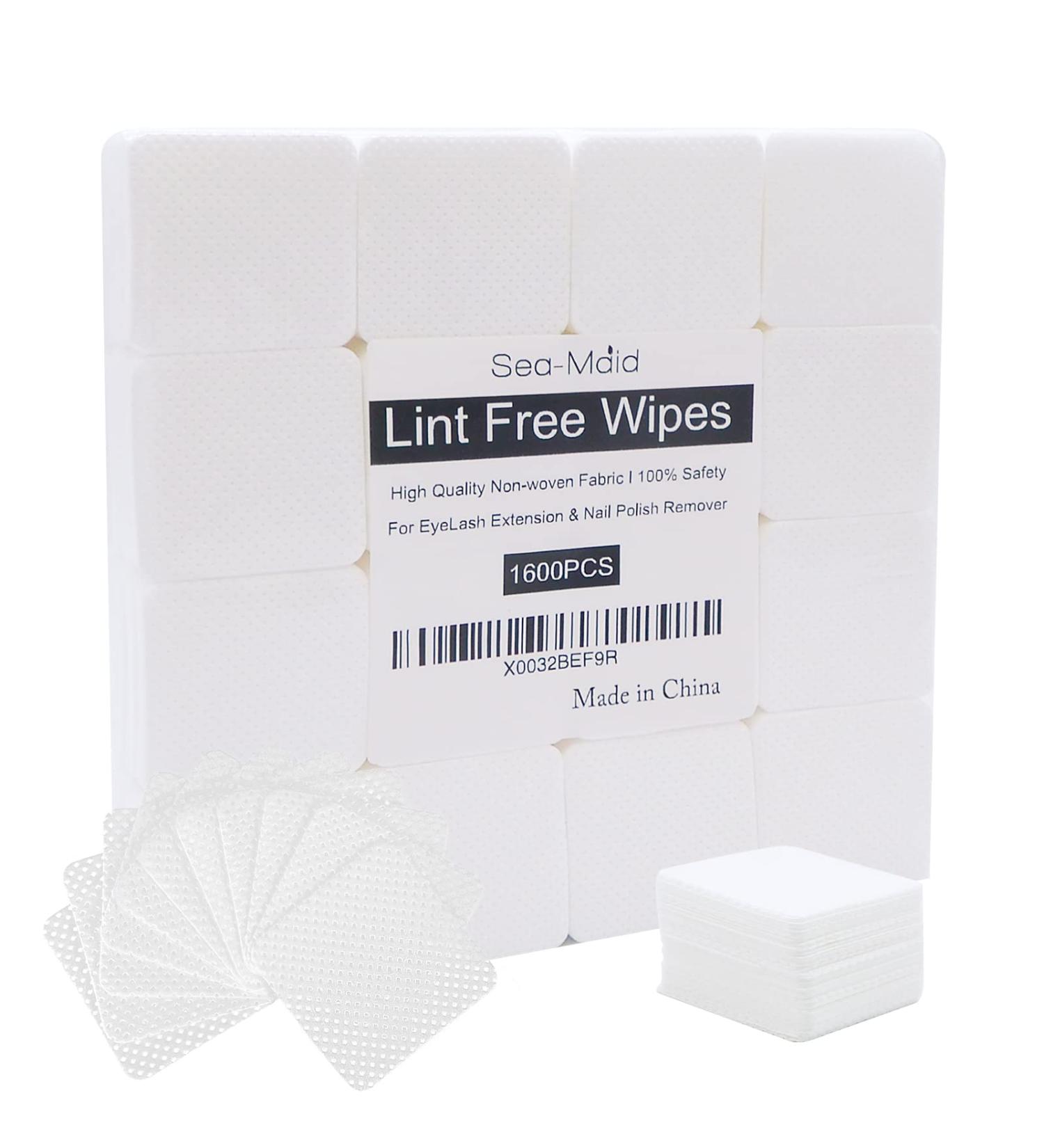 1600PCS Lint Free Nail & Eyelash Extension Glue Wipes | Soft Cotton Cleanser & Remover Pads - Buy Online on SooperMarket.com