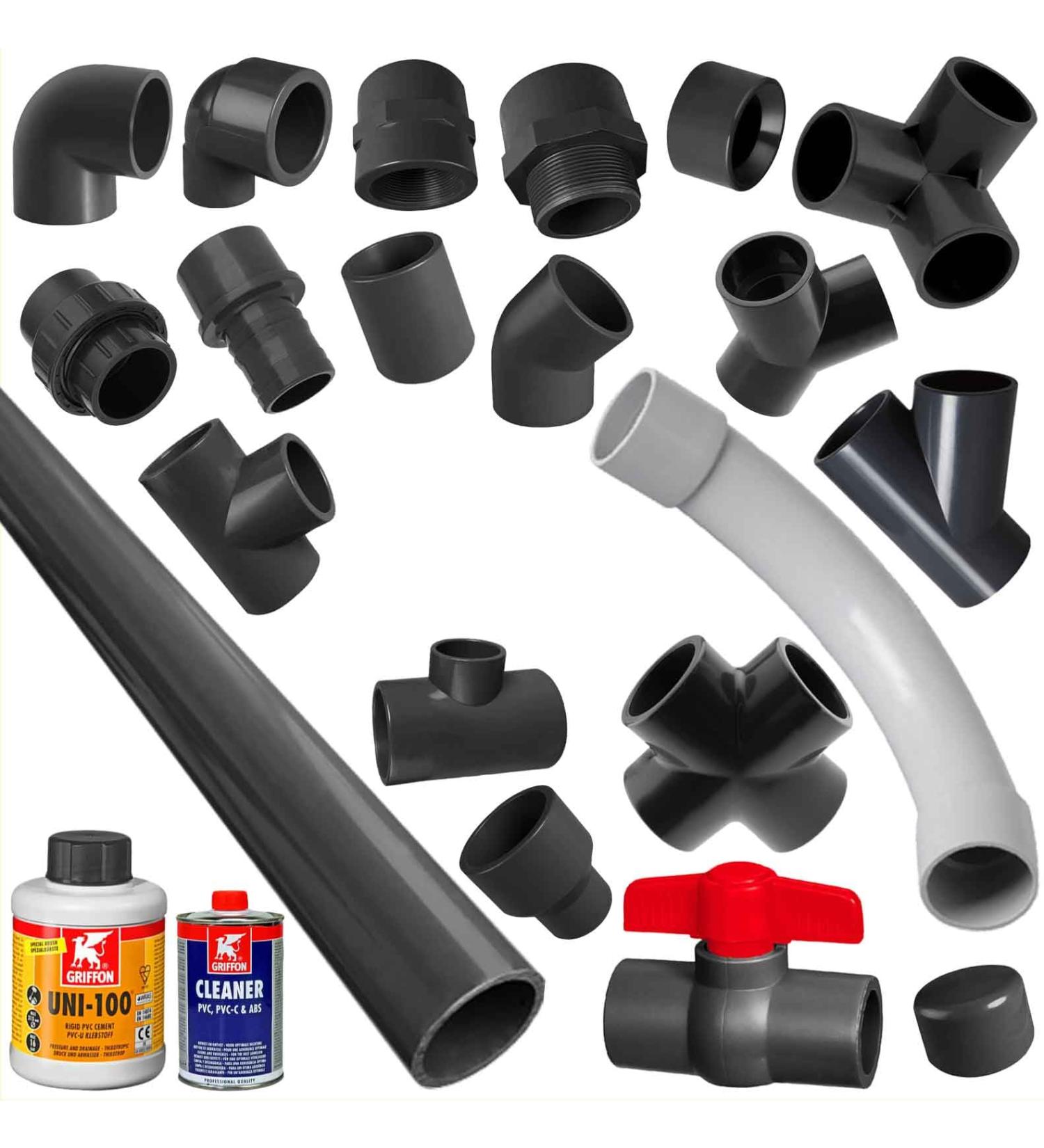 MegaHaustechnik ball valve - PVC adhesive fitting for pipe - outside 40mm 40mm ball valve