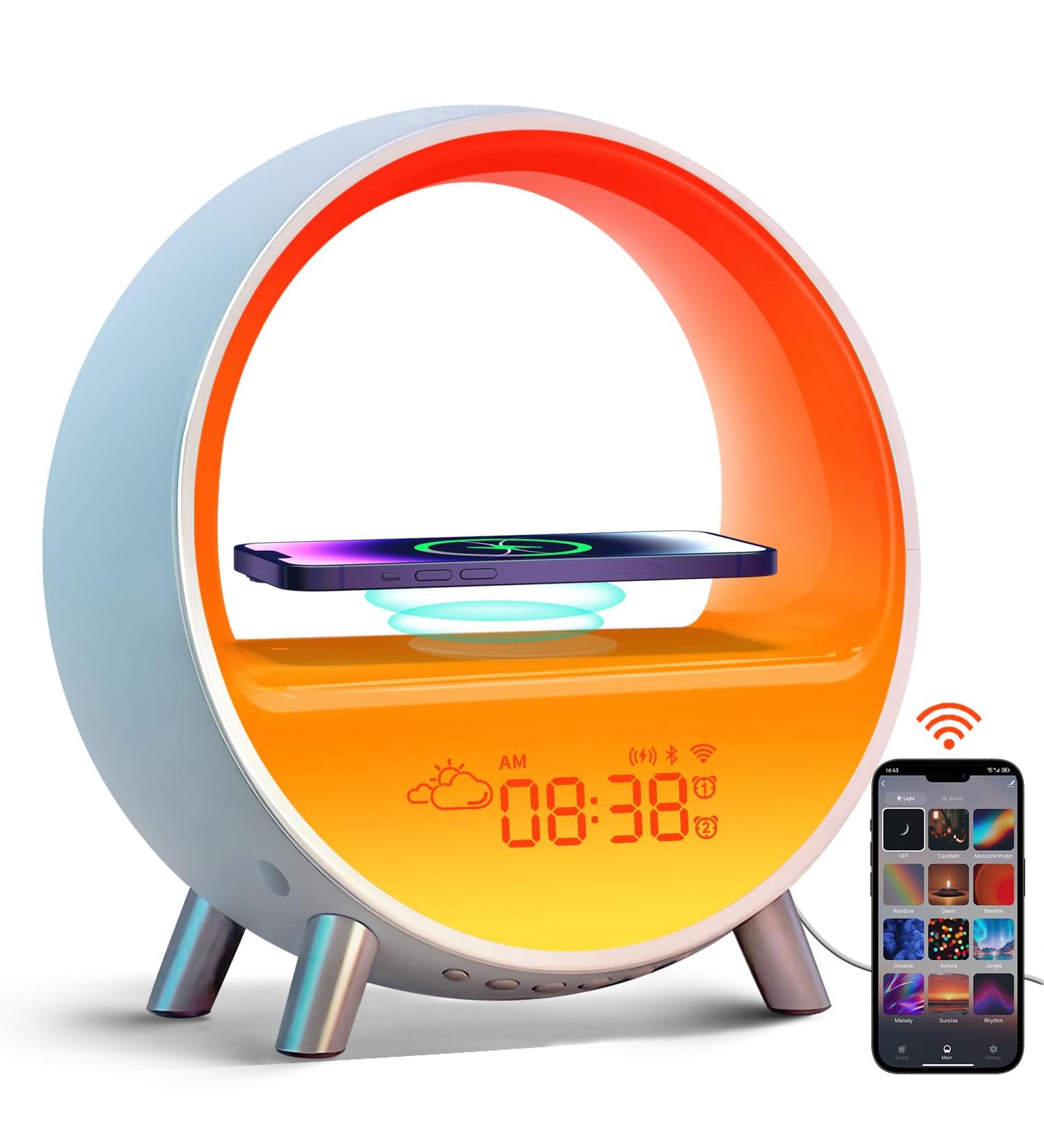 DEKALA LIGHTWACKE: Smart Sunrise & Sunset Alarm Lamp with 15W Wireless Charging Touch & App Control Compatible with Alexa - Buy Online on SooperMarket.com