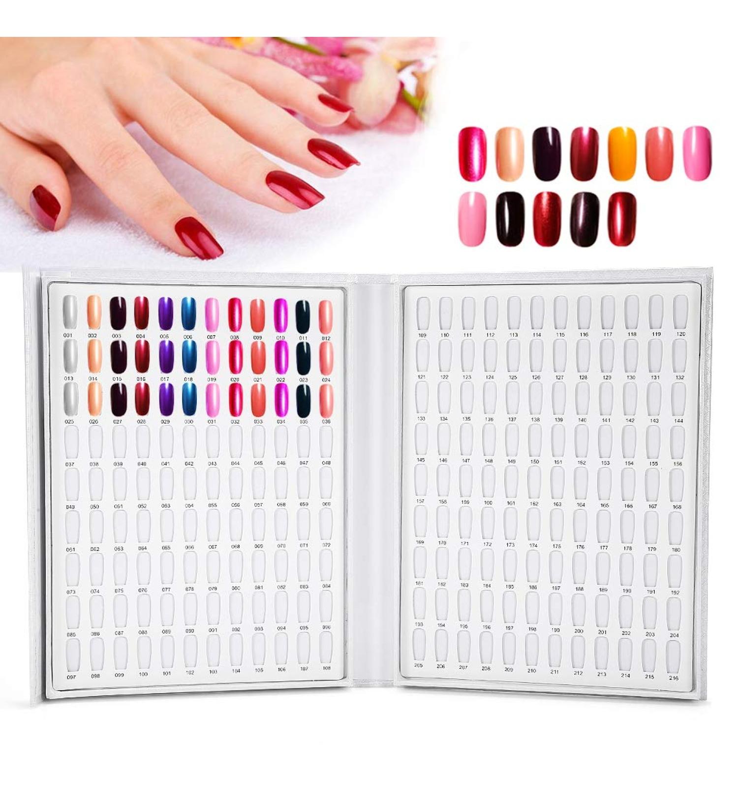 Nail Art Display Book Nail Color Chart Display Professional Salon Nail Color Swatches Nail Practice Card Design Board Nail Tip Storage Tools for Nail Art Showing(white) - Buy Online on SooperMarket.com