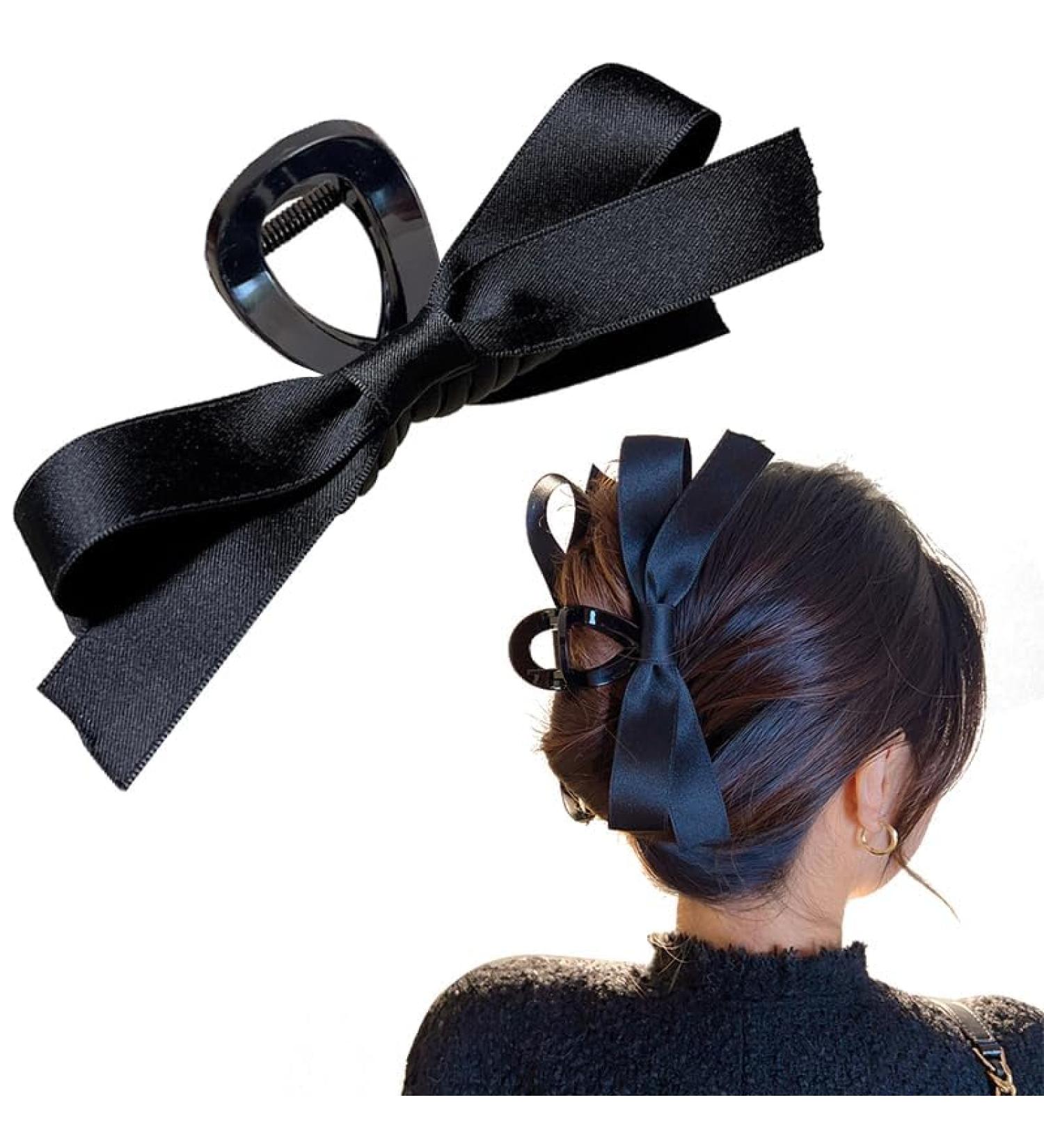 Zufio Claw Clip with Bow for Thin Hair - Black Hair Bow for Women and Girls - Buy Online on SooperMarket.com