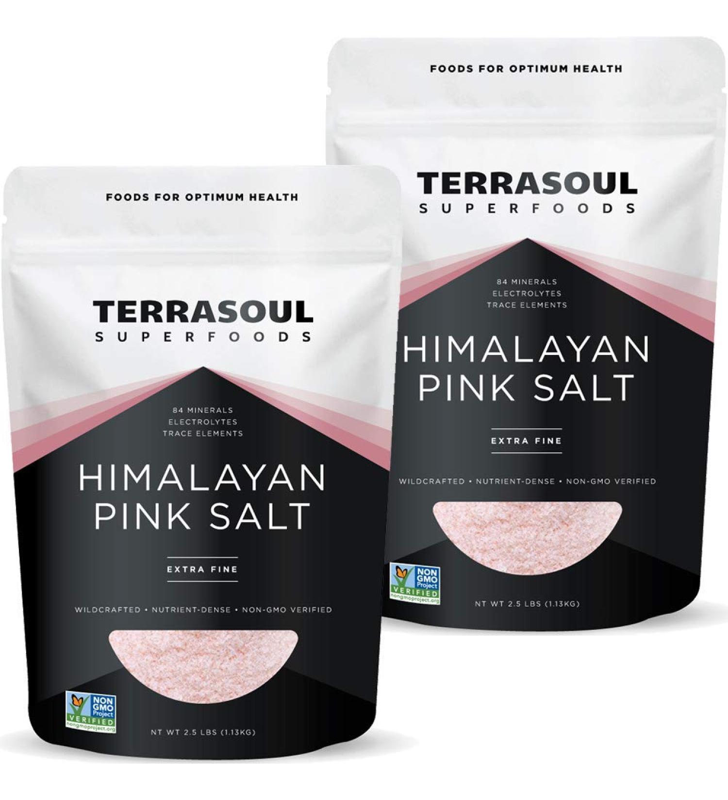 Terrasoul Superfoods Himalayan Pink Salt 5 Lbs (2 Pack) - Extra Fine Grind with Trace Minerals - Buy Online on SooperMarket.com
