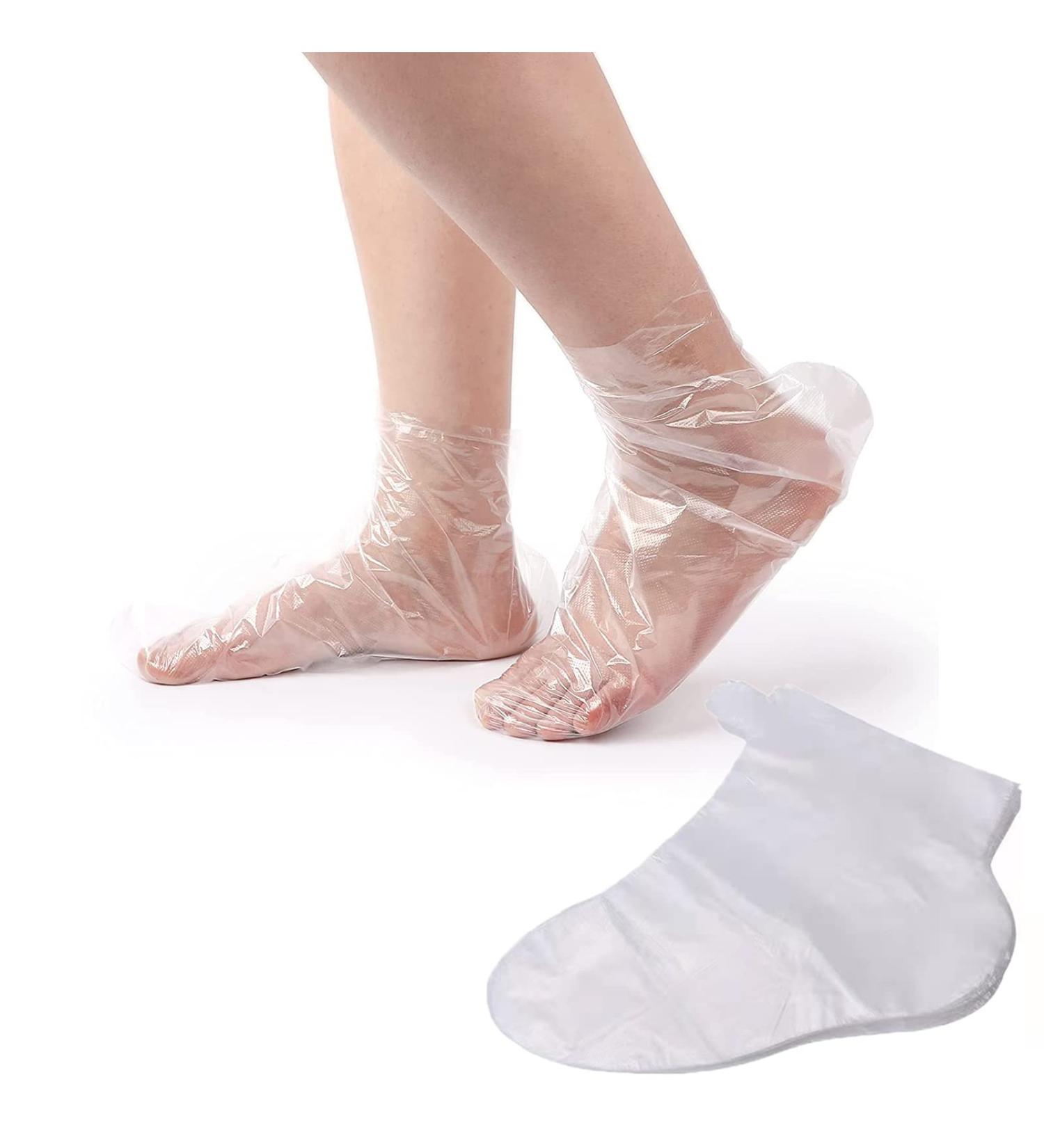 100pcs Clear Plastic Disposable Booties for Paraffin Bath & Spa Wax Treatment - Buy Online on SooperMarket.com