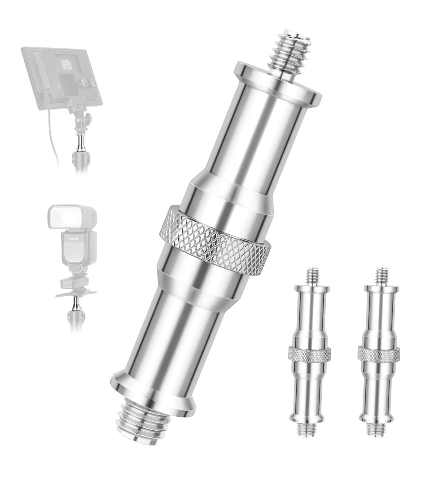 Neewer 1/4 to 3/8 Metal Male Threaded Screw Adapter Spigot Stud 3-Pack for Studio Light Stand - ST22 - Buy Online on SooperMarket.com