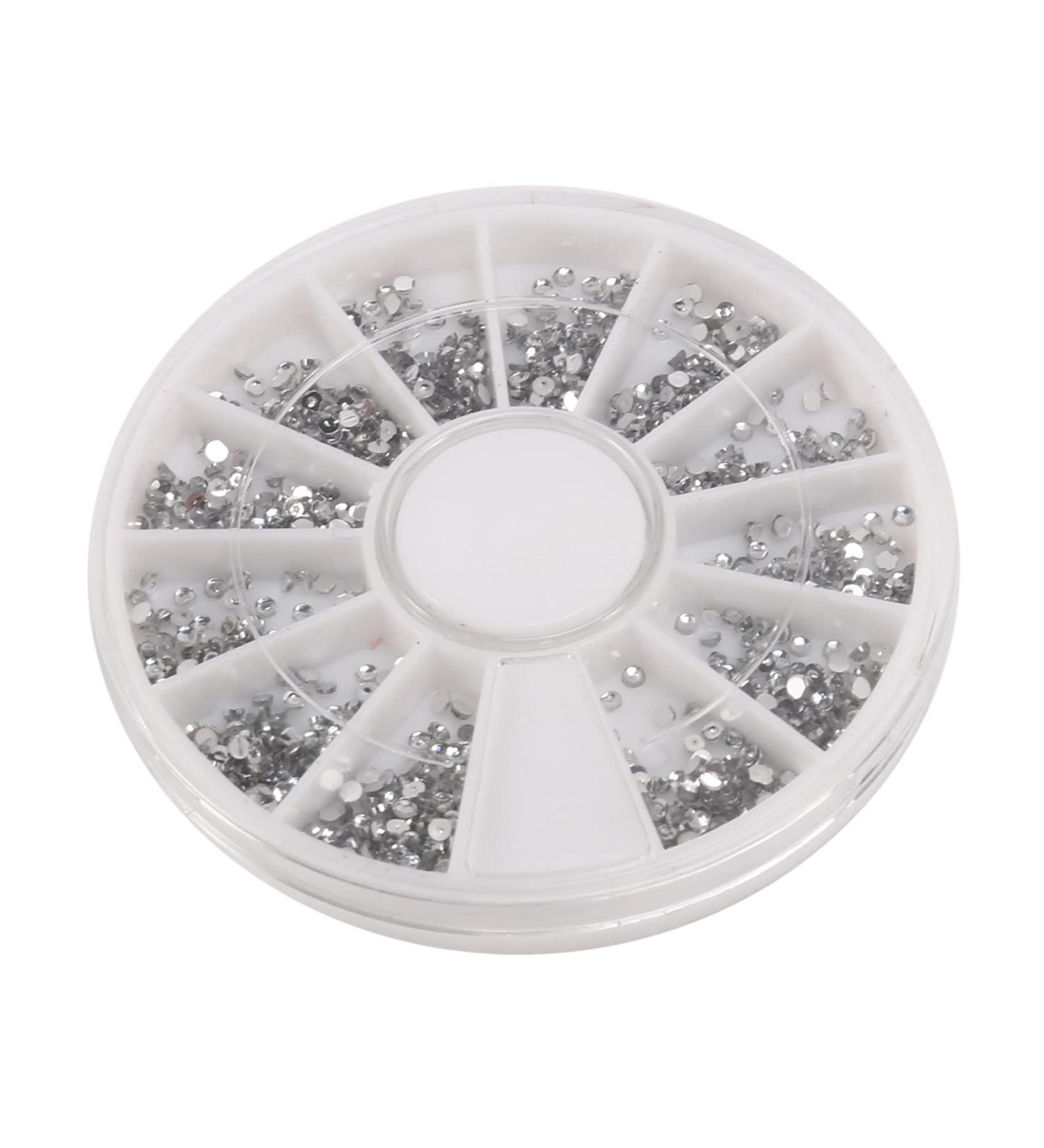 Silver Rhinestones Glass Boxes Manicure Art Shiny 1.5mm Wheel - Buy Online on SooperMarket.com