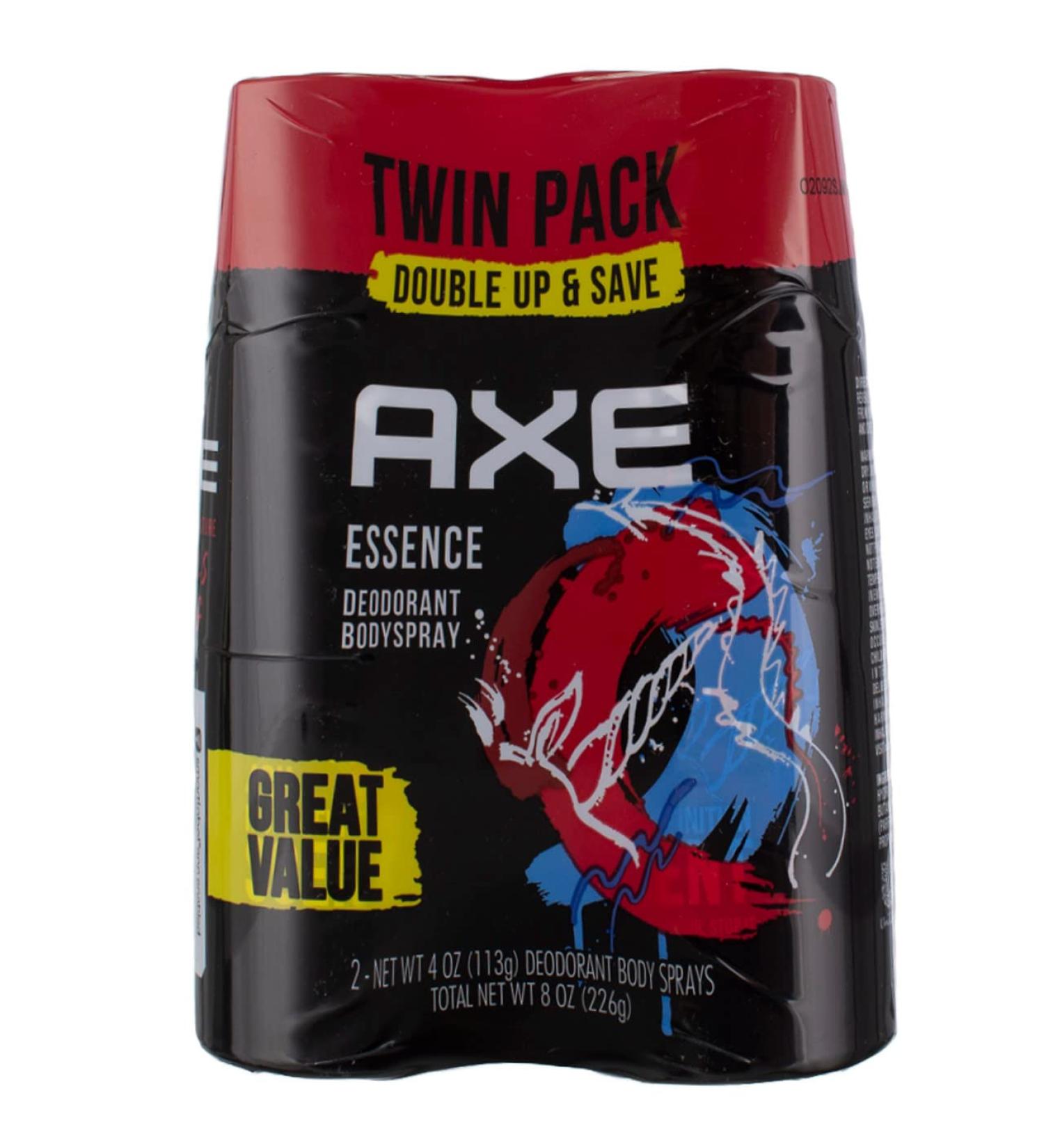 AXE Dual Action Body Spray Deodorant for Long Lasting Odor Protection Essence Black Pepper & Cedarwood Mens Deodorant Formulated Without Aluminum 4.0 oz Twin Pack - Buy Online on SooperMarket.com