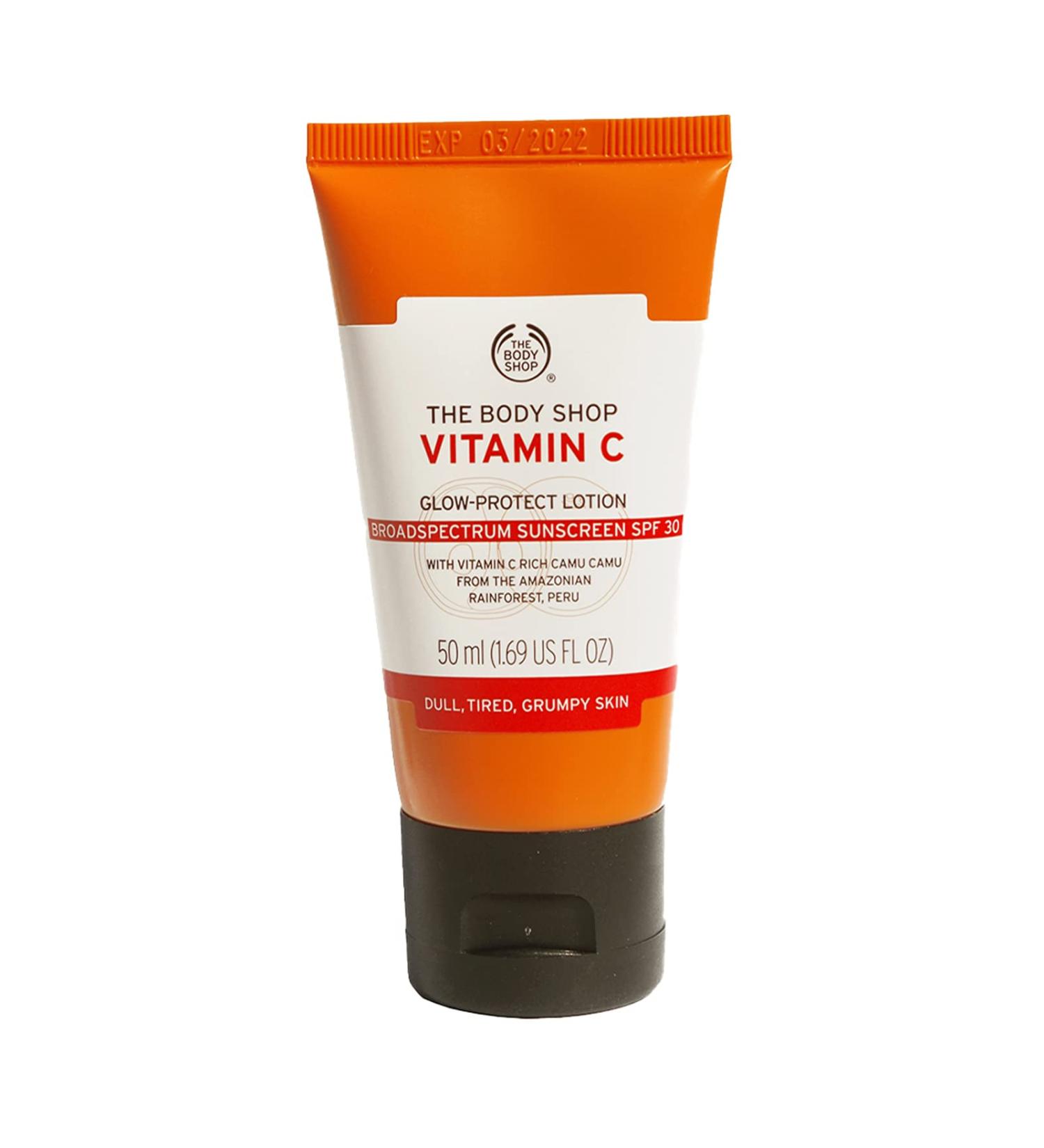 The Body Shop Vitamin C Glow-Protect Lotion SPF 30 1.69 oz - Vegan Moisturizer for Tired Dull Skin - Buy Online on SooperMarket.com