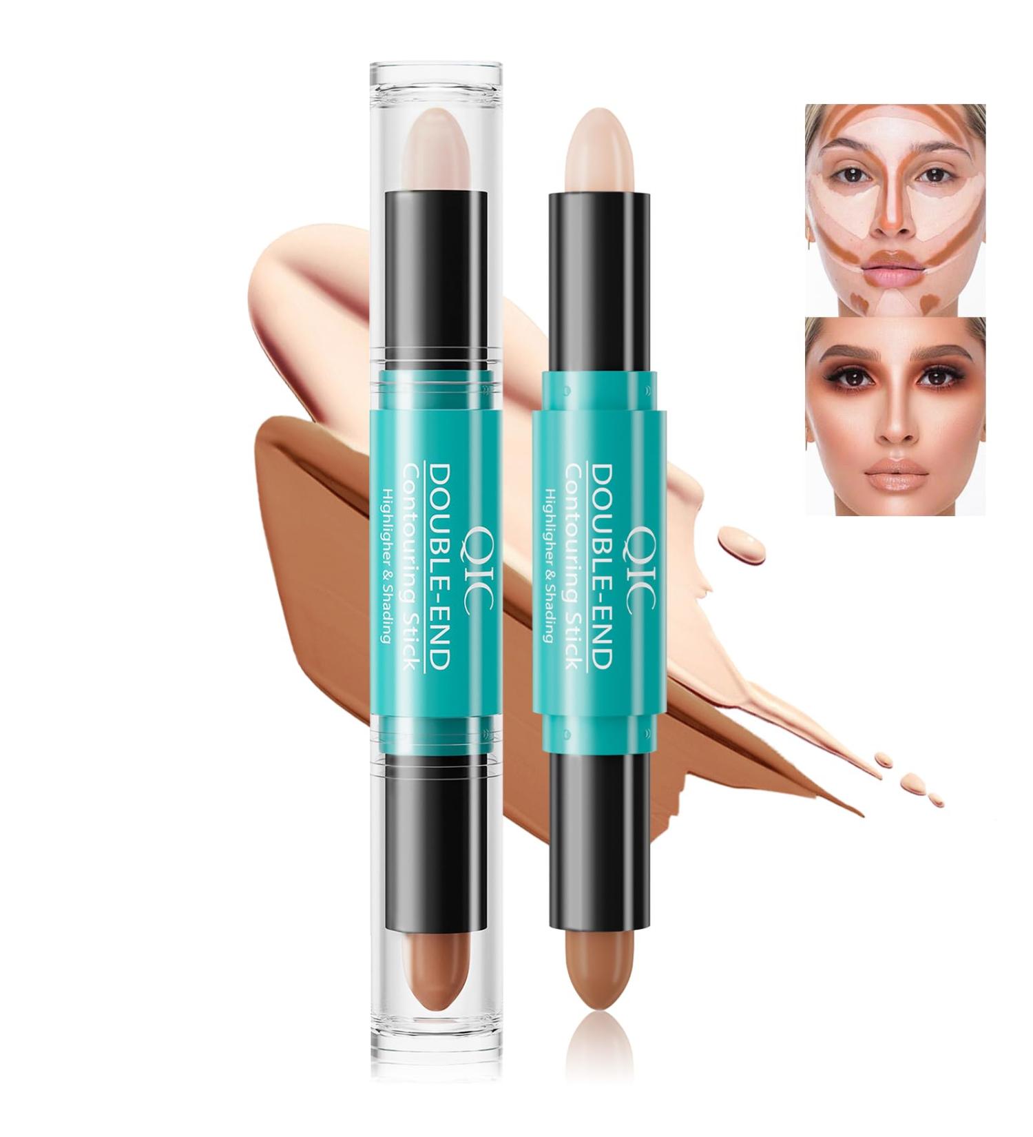 HOSAILY 2 Colors Double Head Contour Stick Highlighter Concealer Pen 2 in 1 Bronzer Contouring Highlight Stick Waterproof Cream Contour Stick Face Brighten Facial Shape Makeup Pencil 02# - Buy Online on SooperMarket.com