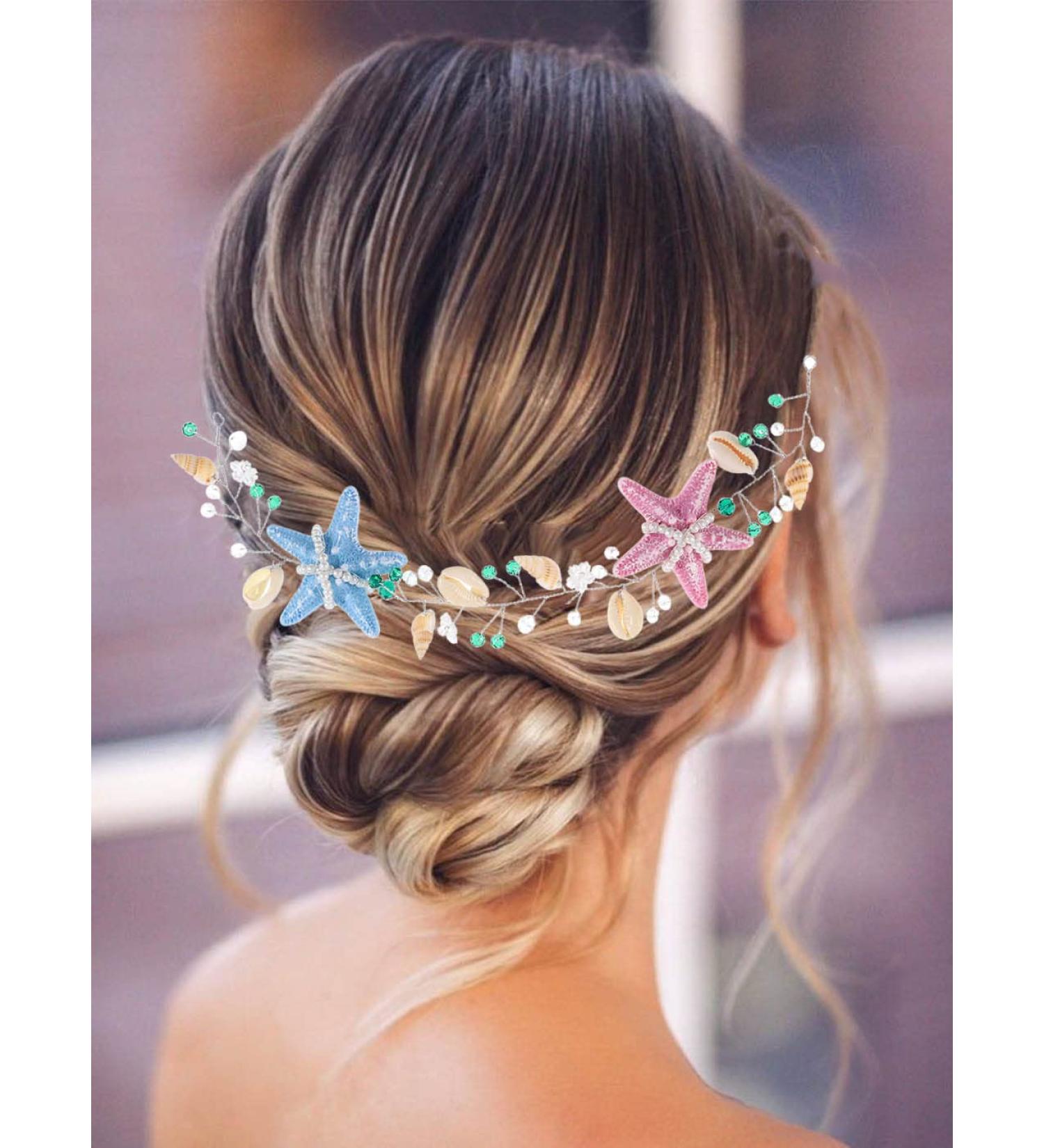 Brishow Starfish Bride Wedding Hair Vine - Seashell Bridal Hair Piece for Beach Wedding - Mermaid Hair Accessories for Women and Girls - Buy Online on SooperMarket.com