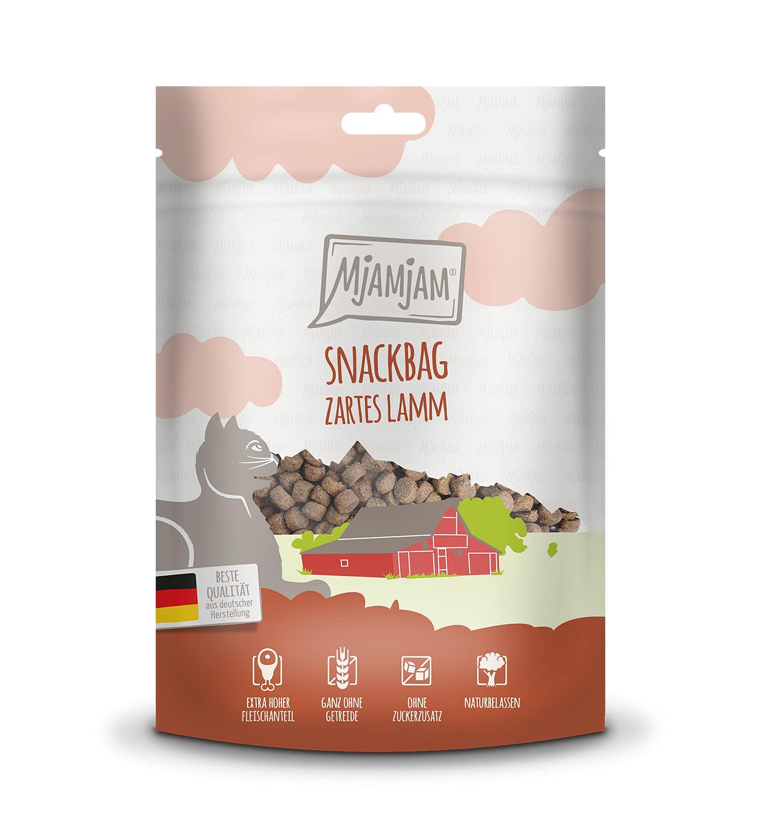 Mjamjam Premium Katzensnack - Delicate Lamb 125g | Natural Treats for Cats | No Synthetic Preservatives - 1 Pack - Buy Online on SooperMarket.com