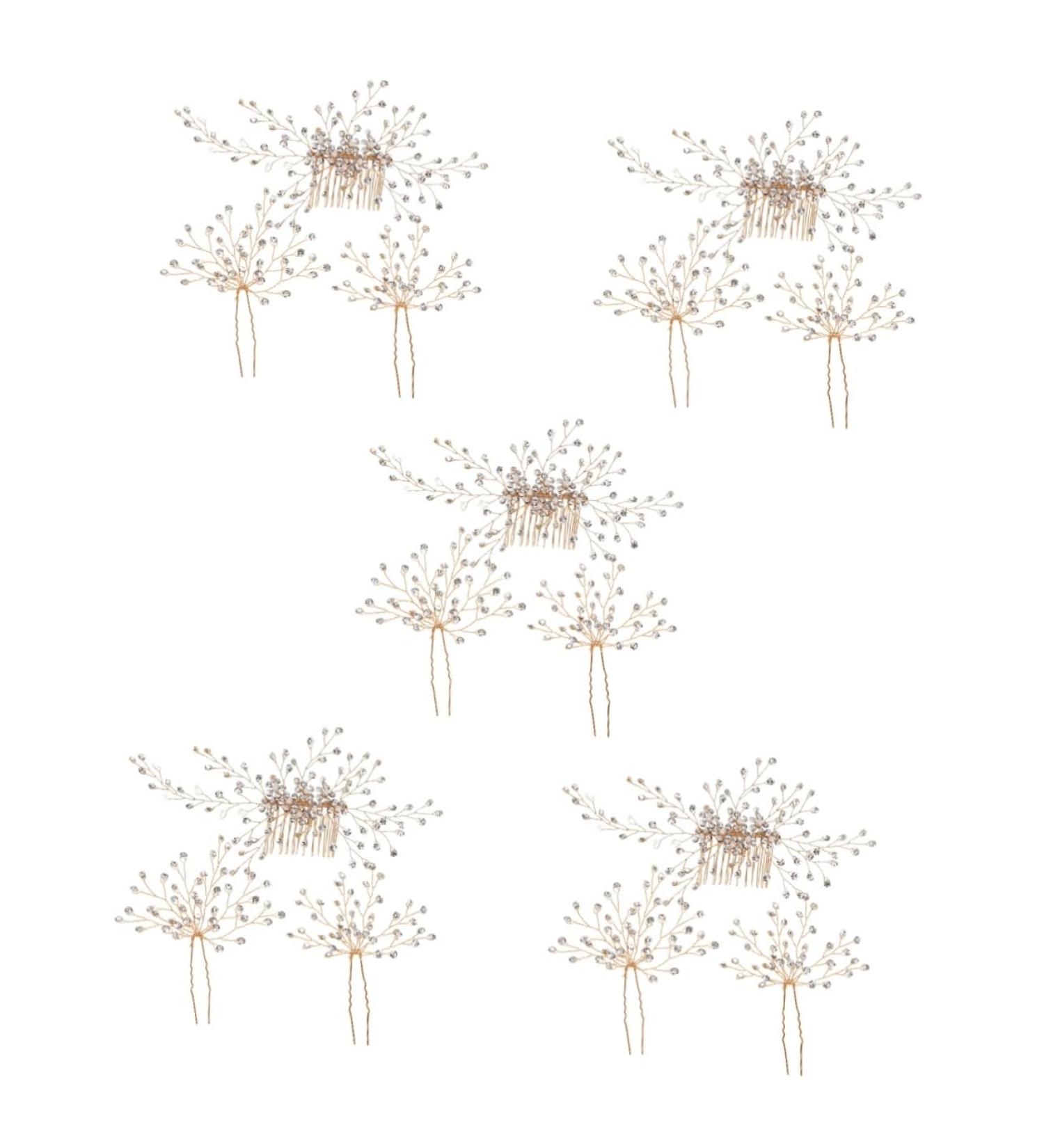 minkissy 5 Sets bridal headwear Rhinestone Hair Headpiece Bride Hairpin crystal hair comb U- shaped Hair Pin for Bride crystal side comb Bridal Hair Comb clip wedding rhinestones bridesmaid - Buy Online on SooperMarket.com