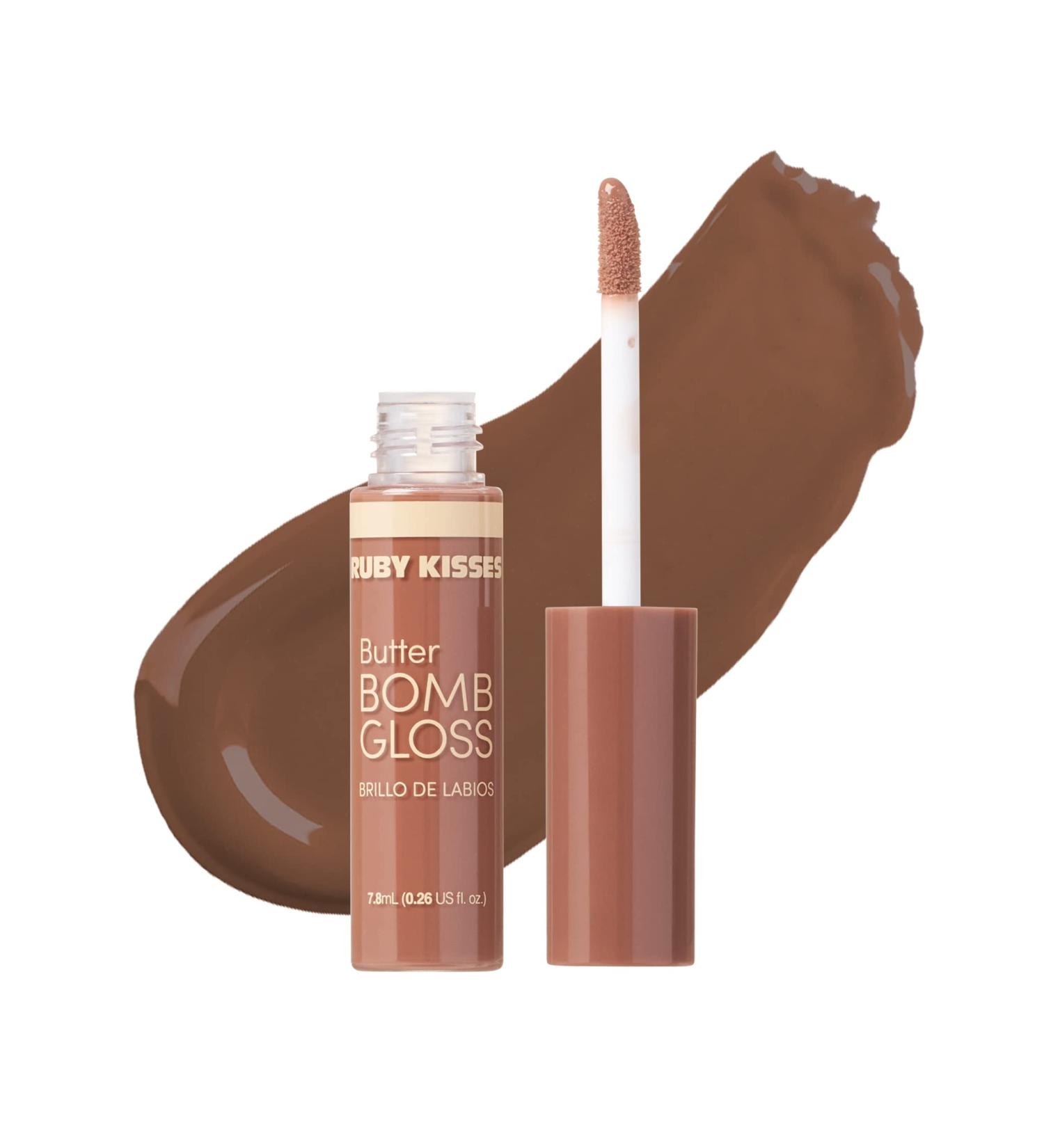 Ruby Kisses Butter Bomb Lip Gloss in Cinna-Buns - 7.8mL (0.26 fl.oz) | Vitamin E Natural Nude Lip Makeup - Buy Online on SooperMarket.com
