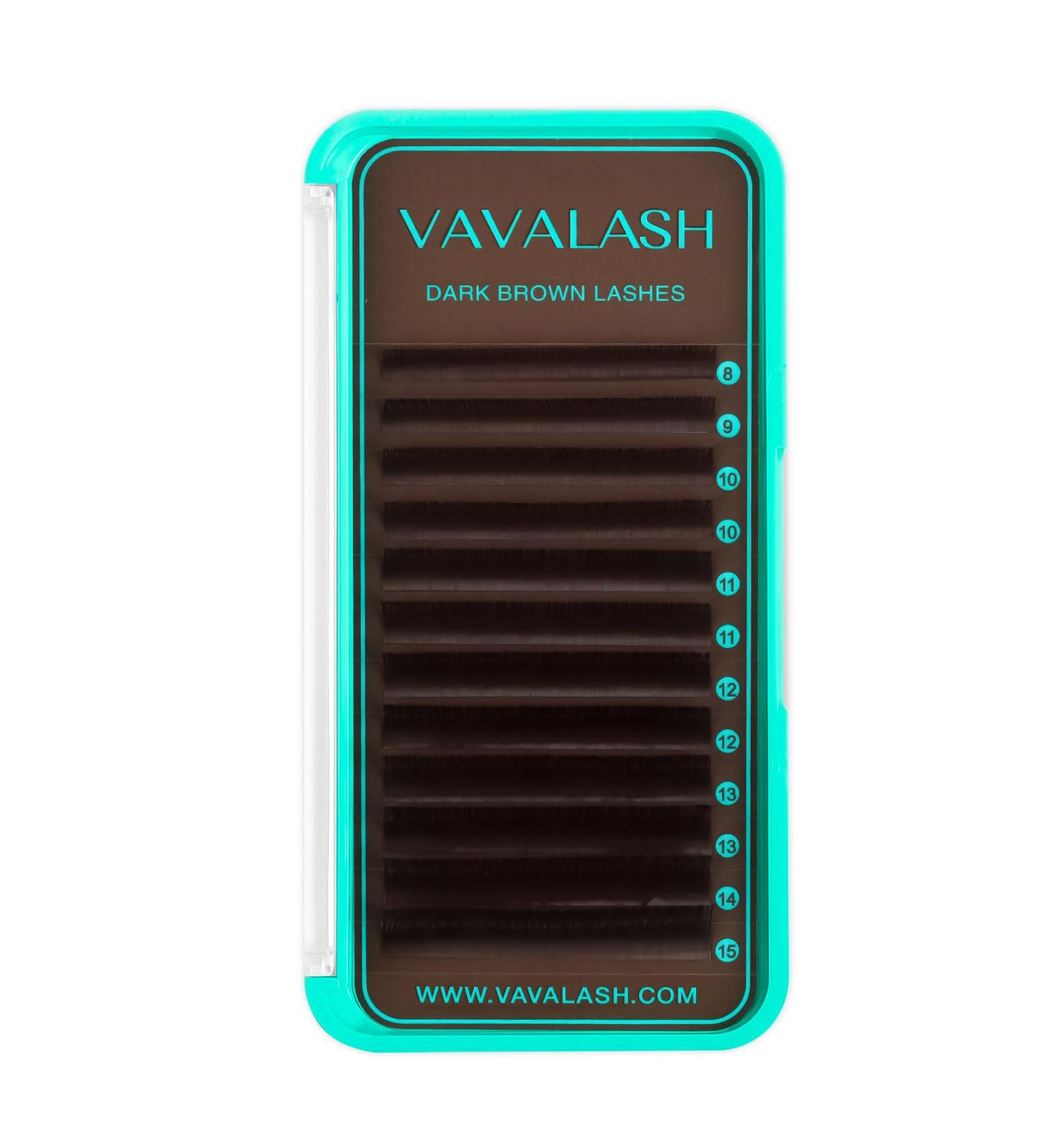 VAVALASH Dark Brown Eyelash Extensions | 0.03mm to 0.07mm Volume Lashes | C D Curl Mixed Lengths 8-15mm | Premium Colored Lash Extensions - Buy Online on SooperMarket.com