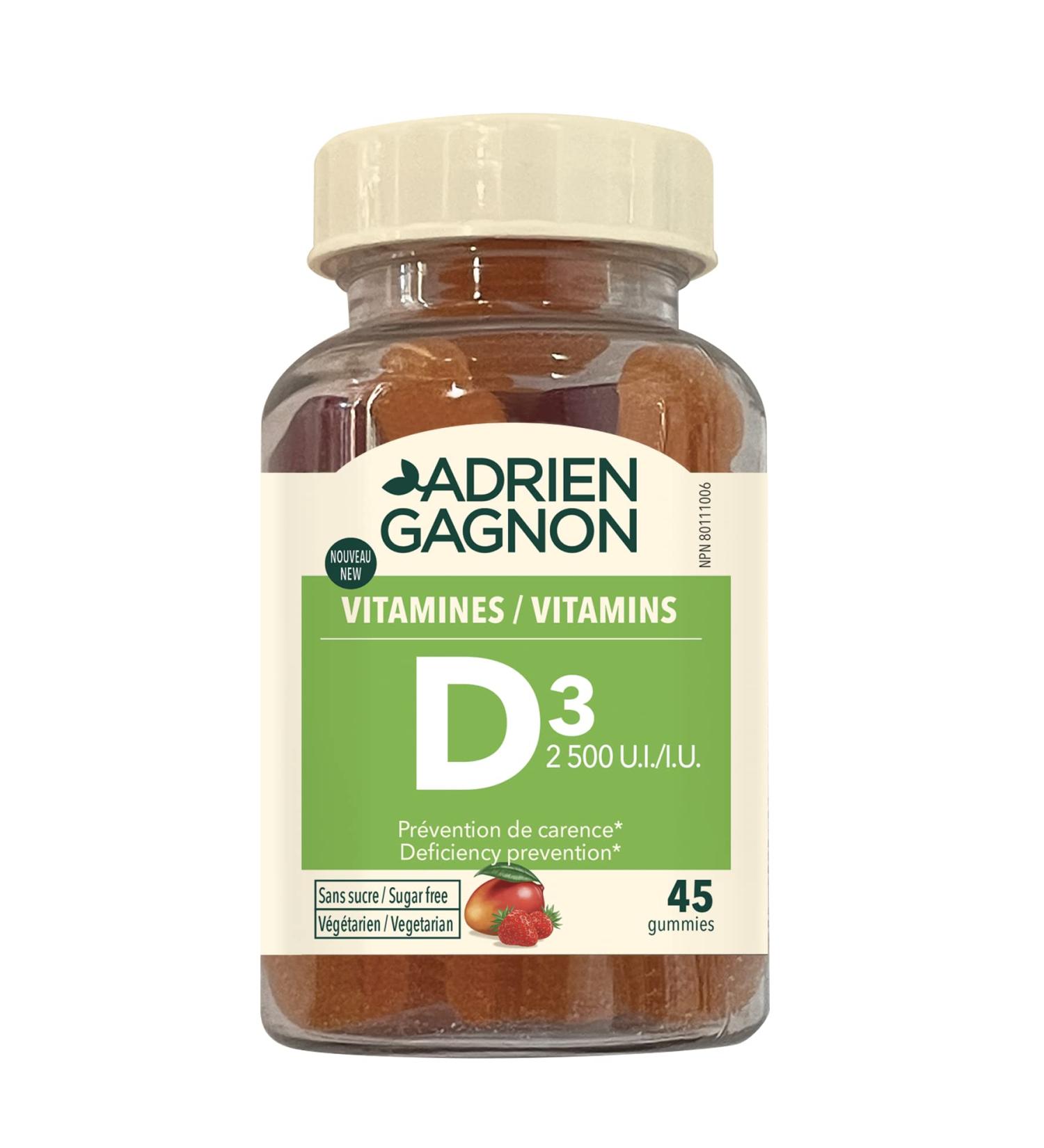 Adrien Gagnon - Vitamin D3 Sugar-Free 2500iu Gummies - Orange Flavor 60 Count - Buy Online on SooperMarket.com