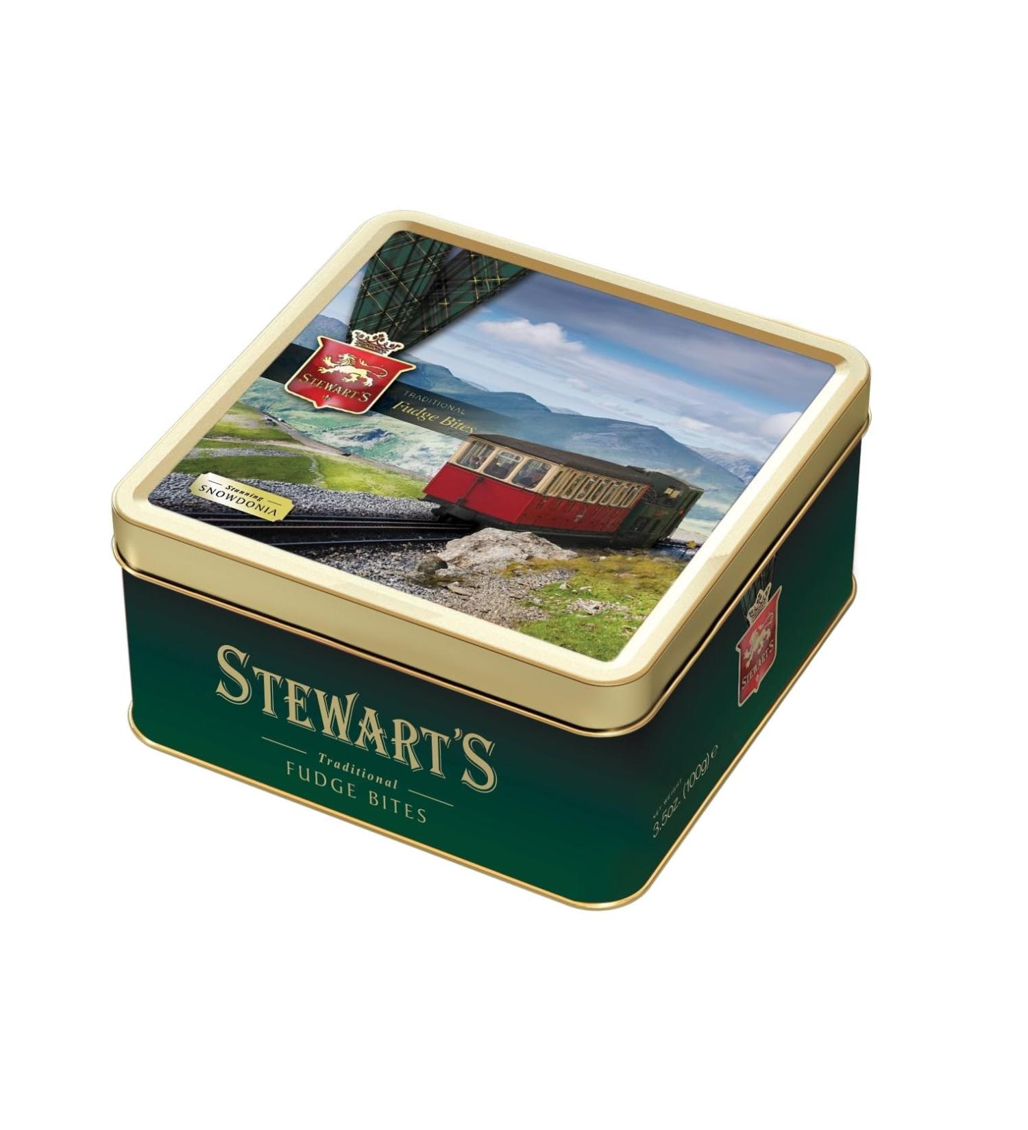 Stewart's - Snowdonia Tin Filled with Luxury Fudge (100g) - Rich Creamy Decadent Velvety Indulgent Melt-in-your-mouth Buttery Smooth Luxurious Delectable Fudge 100g Snowdonia Tin - Fudge - Buy Online on SooperMarket.com