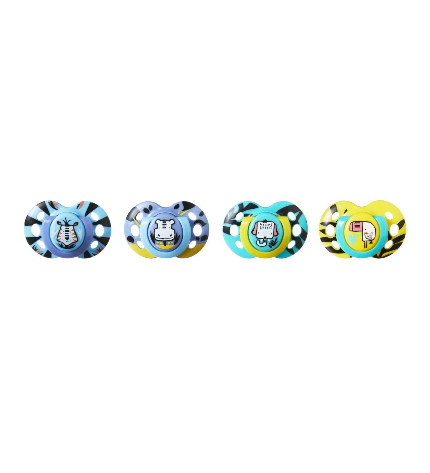 Tommee Tippee Fun Style Pacifiers  Symmetrical Design  BPA-Free Silicone Binkies  6-18m  4-Count 4 Count (Pack of 1)
