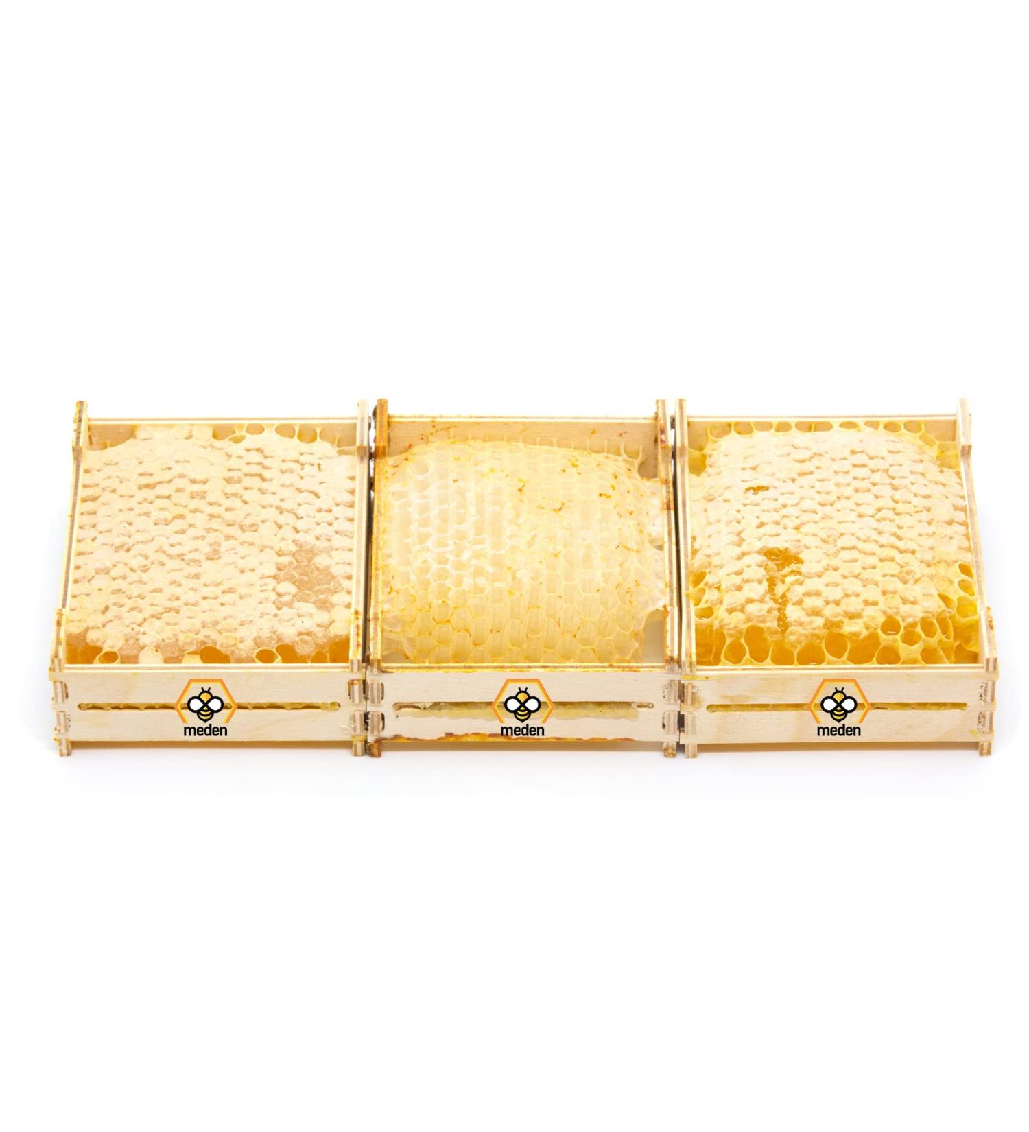 3 x 300g Honeycomb Of Wildflower In Wooden Frame - Pure Natural Honey Comb - Unpasteurised 100% Directly From Hives - Buy Online on SooperMarket.com