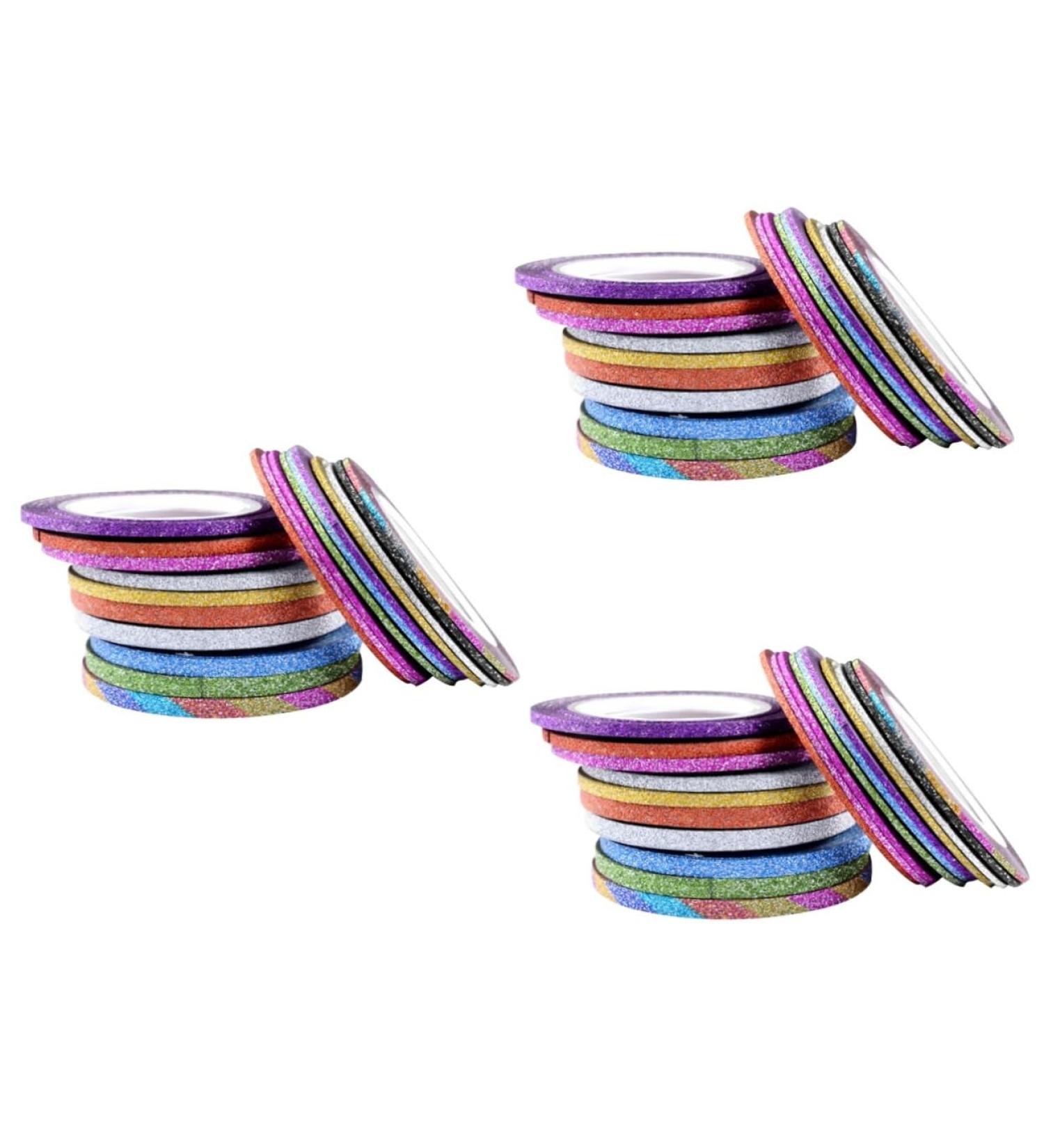 Beavorty 90 Pcs Adhesive Line Sticker Washi Tape Dispenser Nail Decor Nail Tape Strip Adhesive Epoxy Nail Art Stickers Nail Strip Tape Gold Powder Gold and Silver Thread Optional - Buy Online on SooperMarket.com