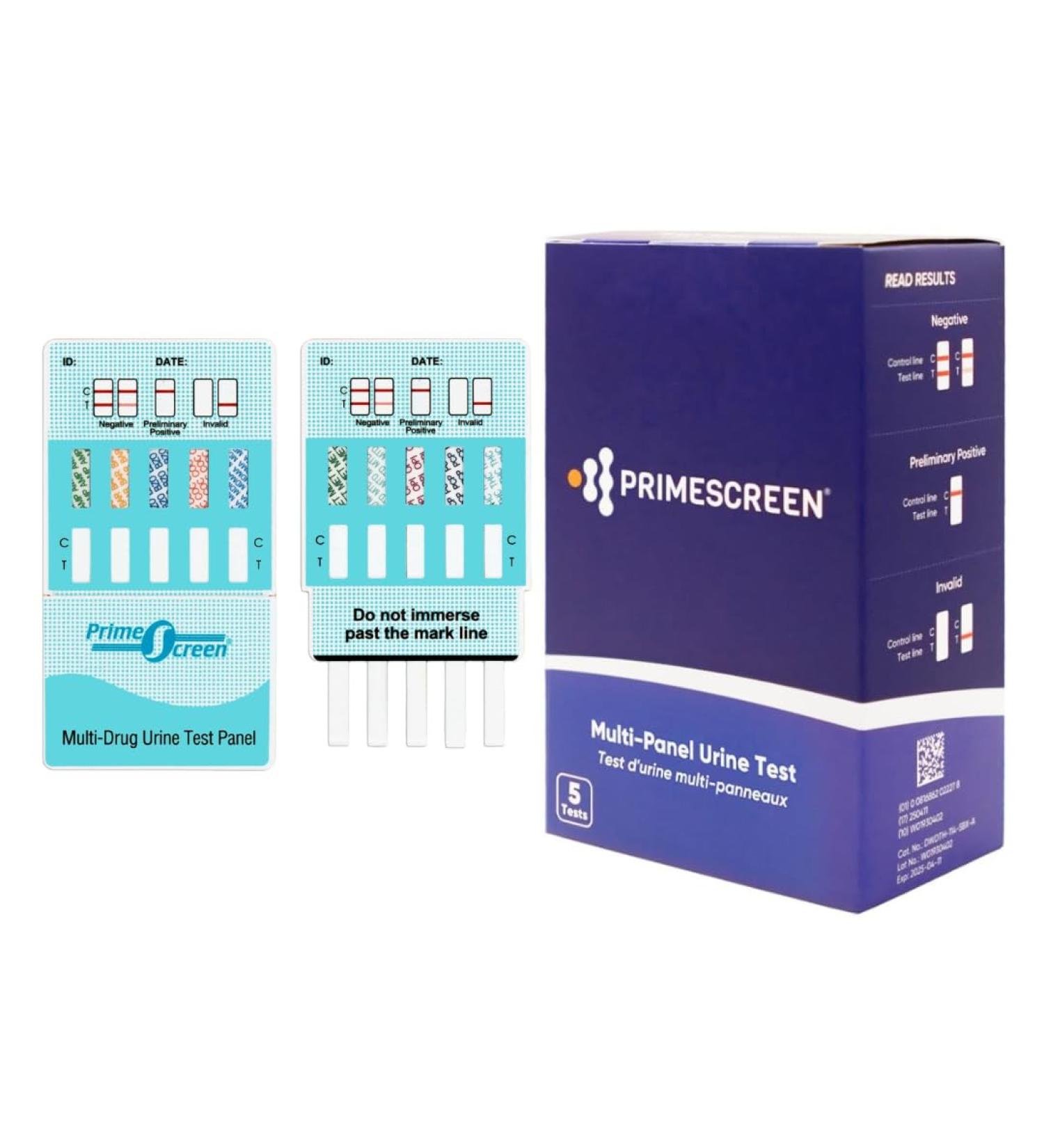 Prime Screen 10 Panel Urine Drug Test Kit - (THC BZO MET PCP MTD AMP BAR COC OPI MDMA) - 5 Pack  - Buy Online on SooperMarket.com