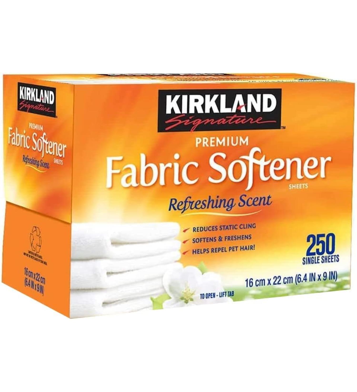 Kirkland Signature Fabric Softener Sheets Premium Ultra Soft Fresh Scent 250 Sheets White