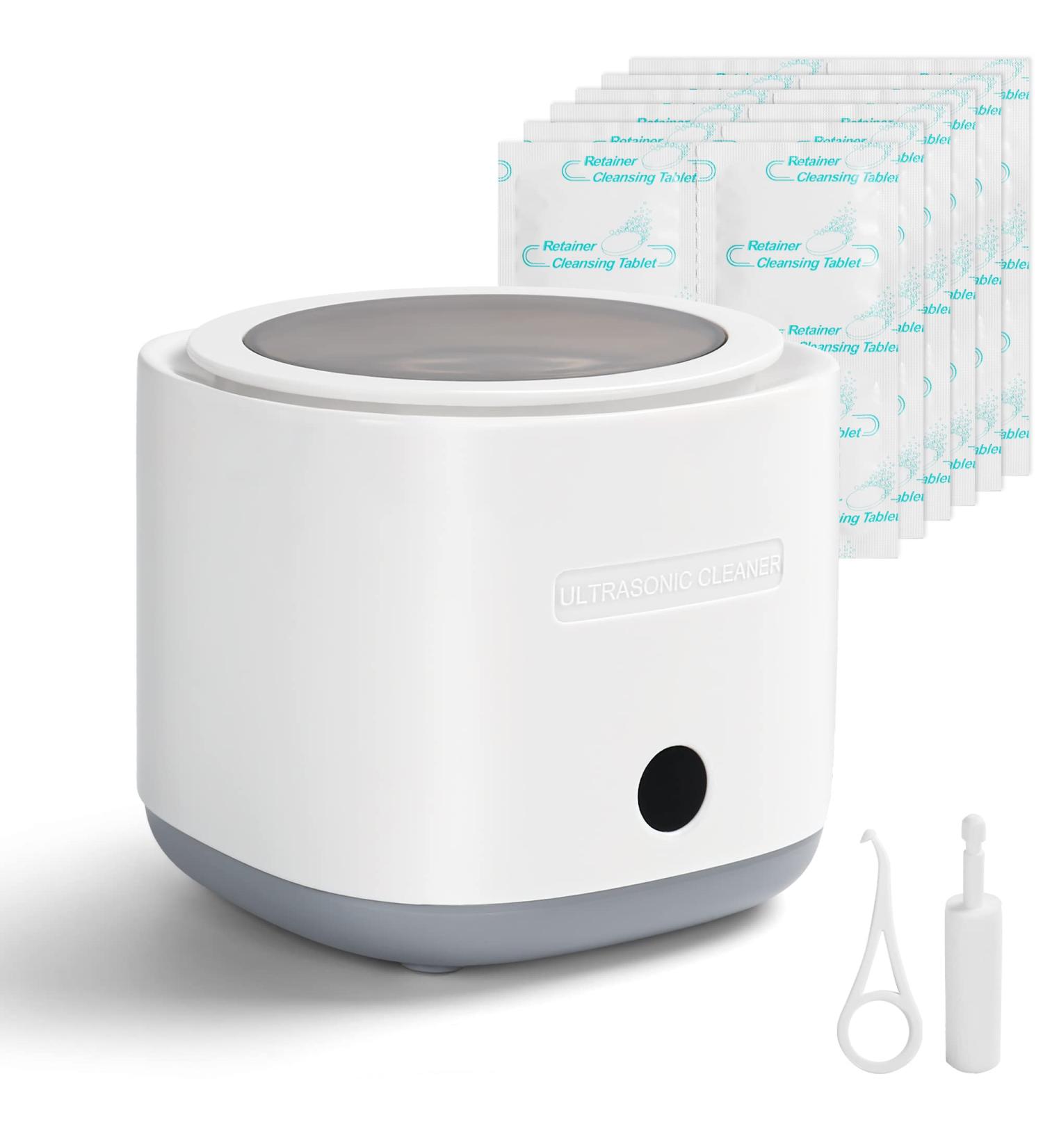 Portable Ultrasonic Cleaner 30W w/ 24 Cleaning Tablets - 5 Min to Clean Retainers, Mouth Guards, Dentures & Jewelry | 42kHz Upgrade - Buy Online on SooperMarket.com
