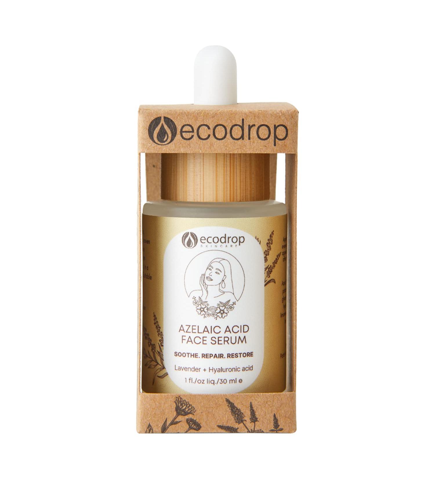 Ecodrop Azelaic Acid & Hyaluronic Acid Serum - 30ml | Daily Gentle Anti-Ageing Skincare for Face Reduces Acne Redness Dark Spot Blemishes & Brightens All Skin Types | Vegan & Cruelty-Free - Buy Online on SooperMarket.com