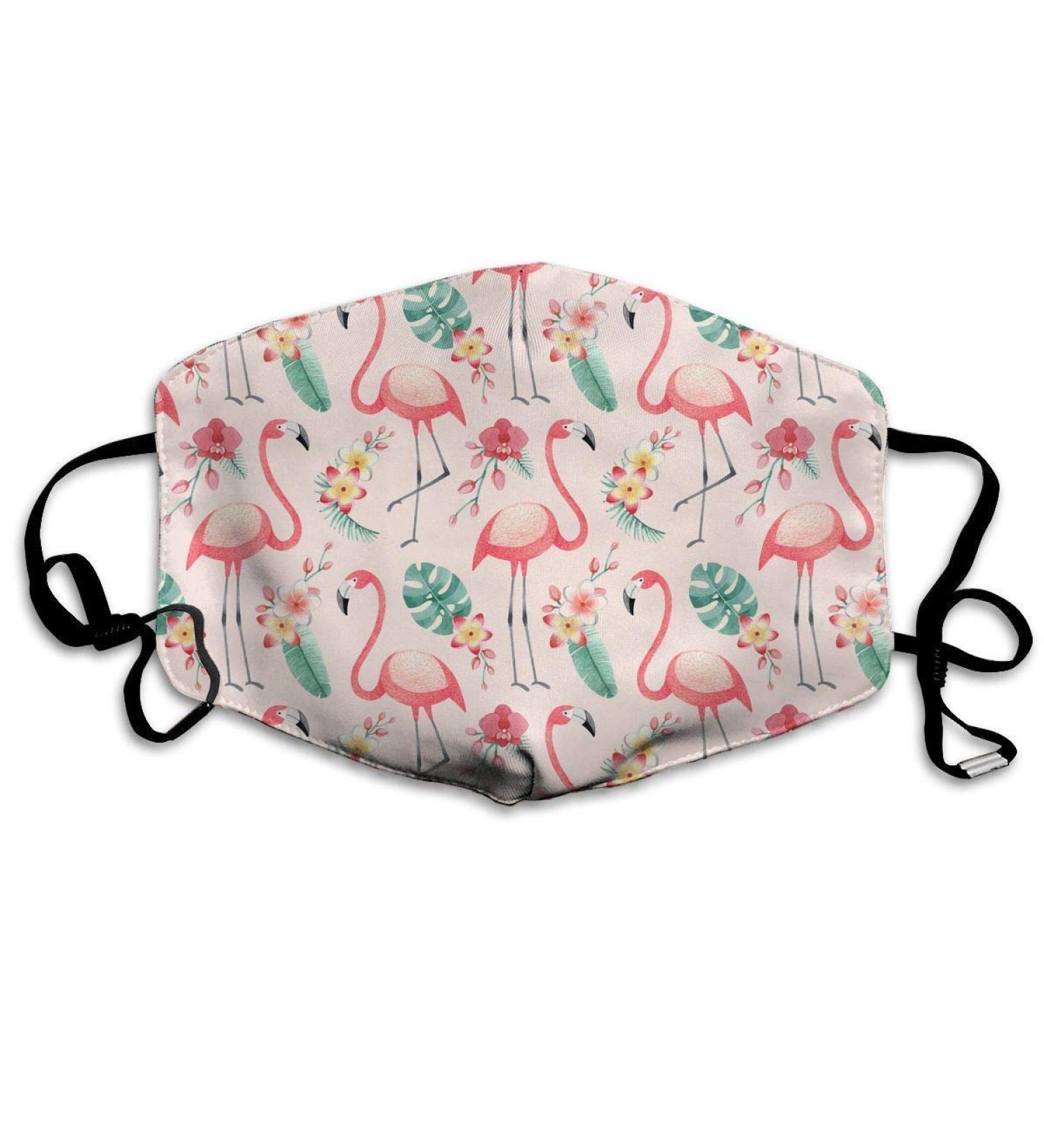 Watercolor Flamingos Washable Reusable Mask Cotton Anti Dust Half Face Mouth Mask For Kids Teens Men Women With Adjustable Ear Loops - Buy Online on SooperMarket.com