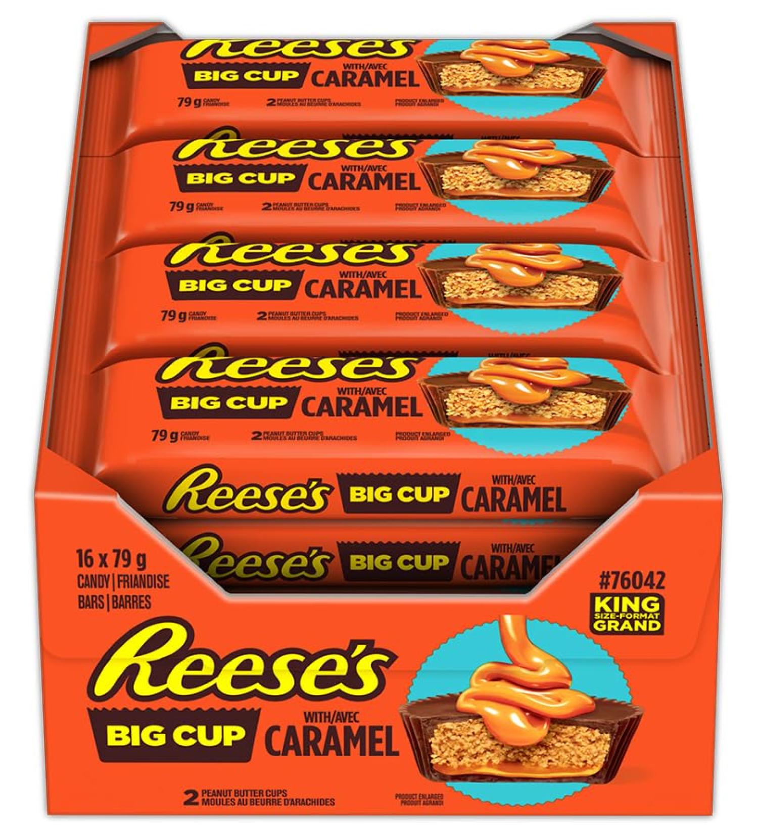 REESE'S Big Cup with Caramel Box Set Holiday Candy Reese's Candy Chocolate Candy Candy for Kids Bulk Bag 79g (Pack of 16) - Buy Online on SooperMarket.com