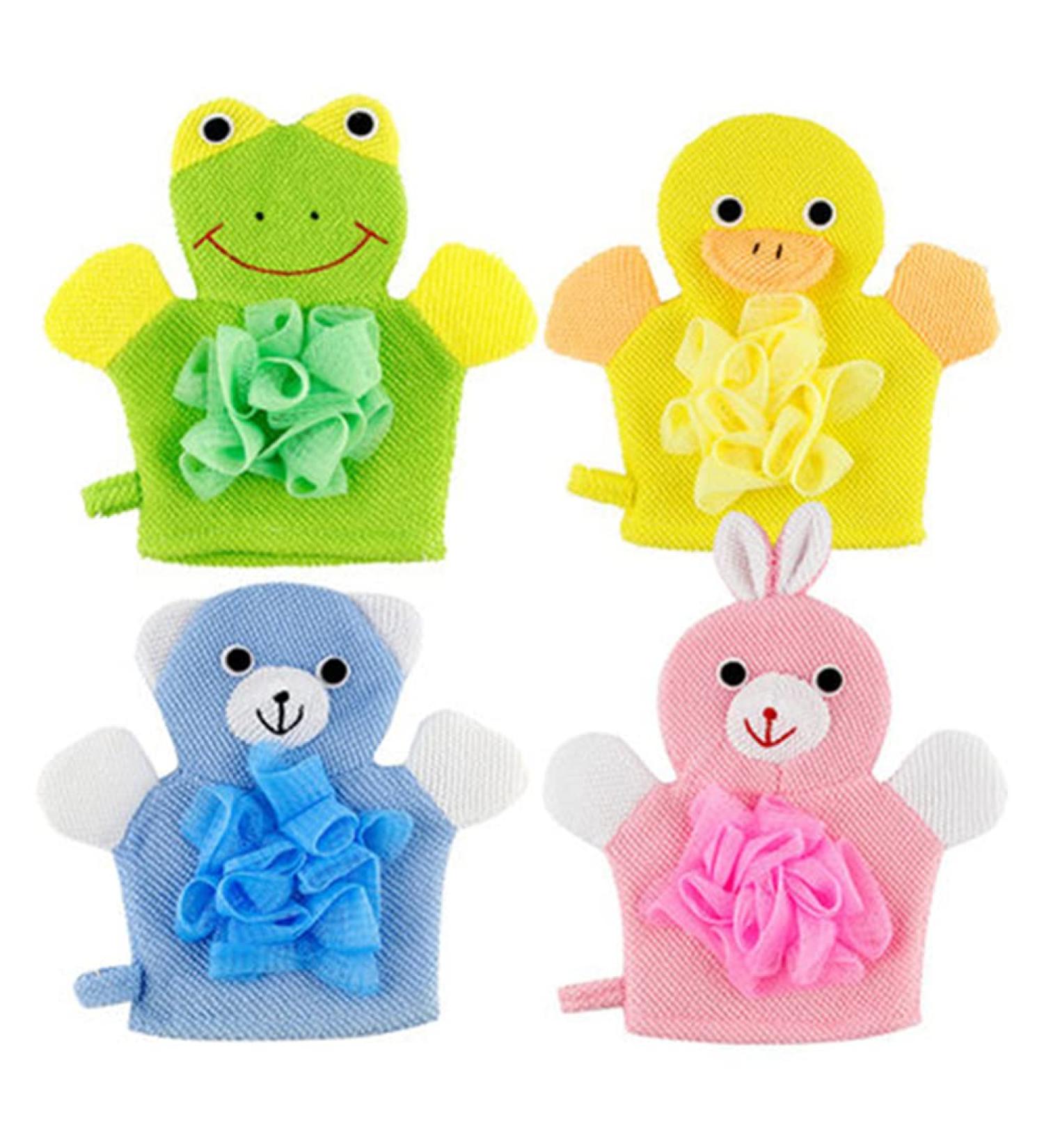 EXCEART 4pcs Kids Wash Gloves Bath Sponge Mitt Set - Children's Puppet Shower Loofah Gloves - Buy Online on SooperMarket.com