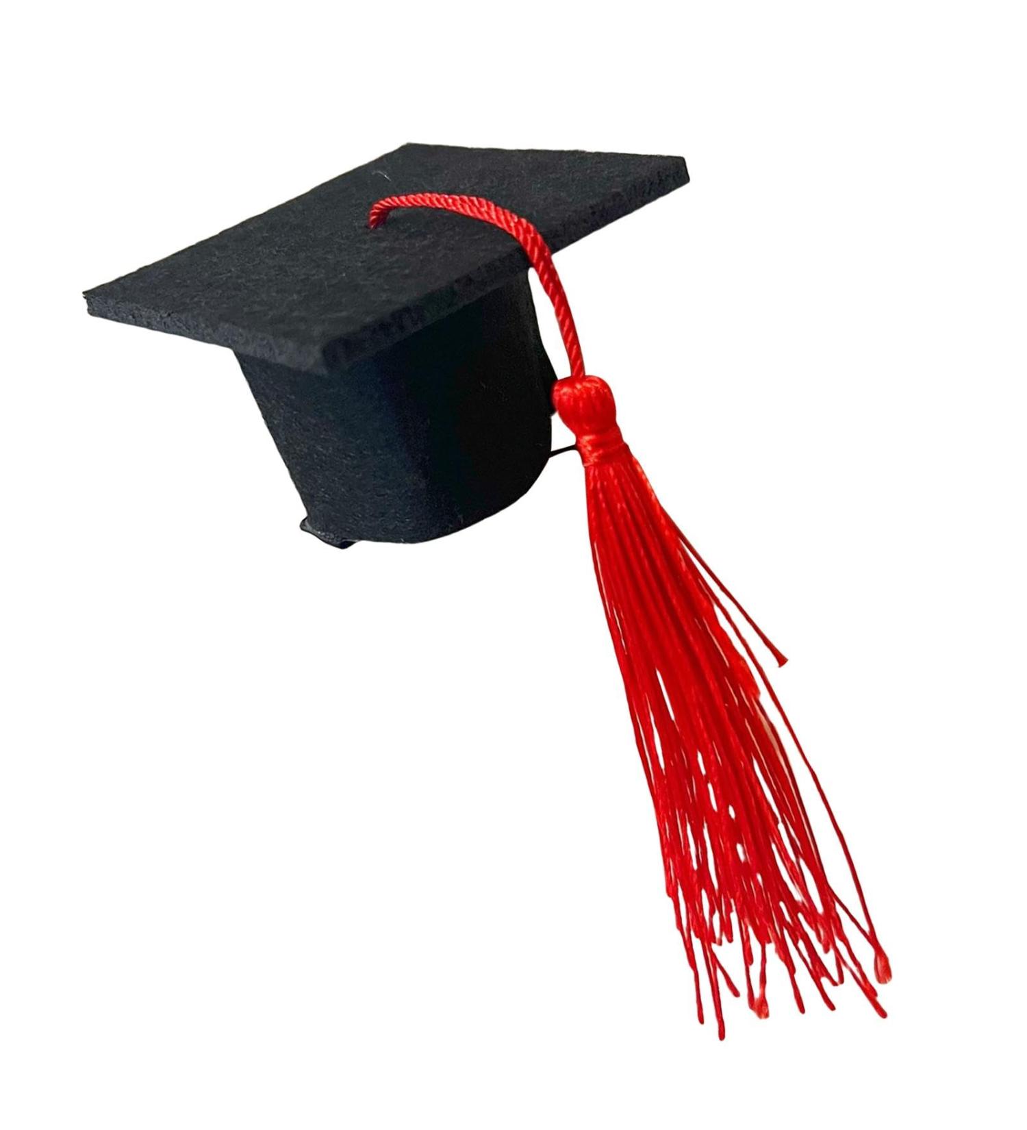 Toseky Graduation Hat Headband | 3D Doctoral Hat Hairpin Graduation Hat Hairpins Hat Inserts Graduation Accessories for Women Men Red - Buy Online on SooperMarket.com