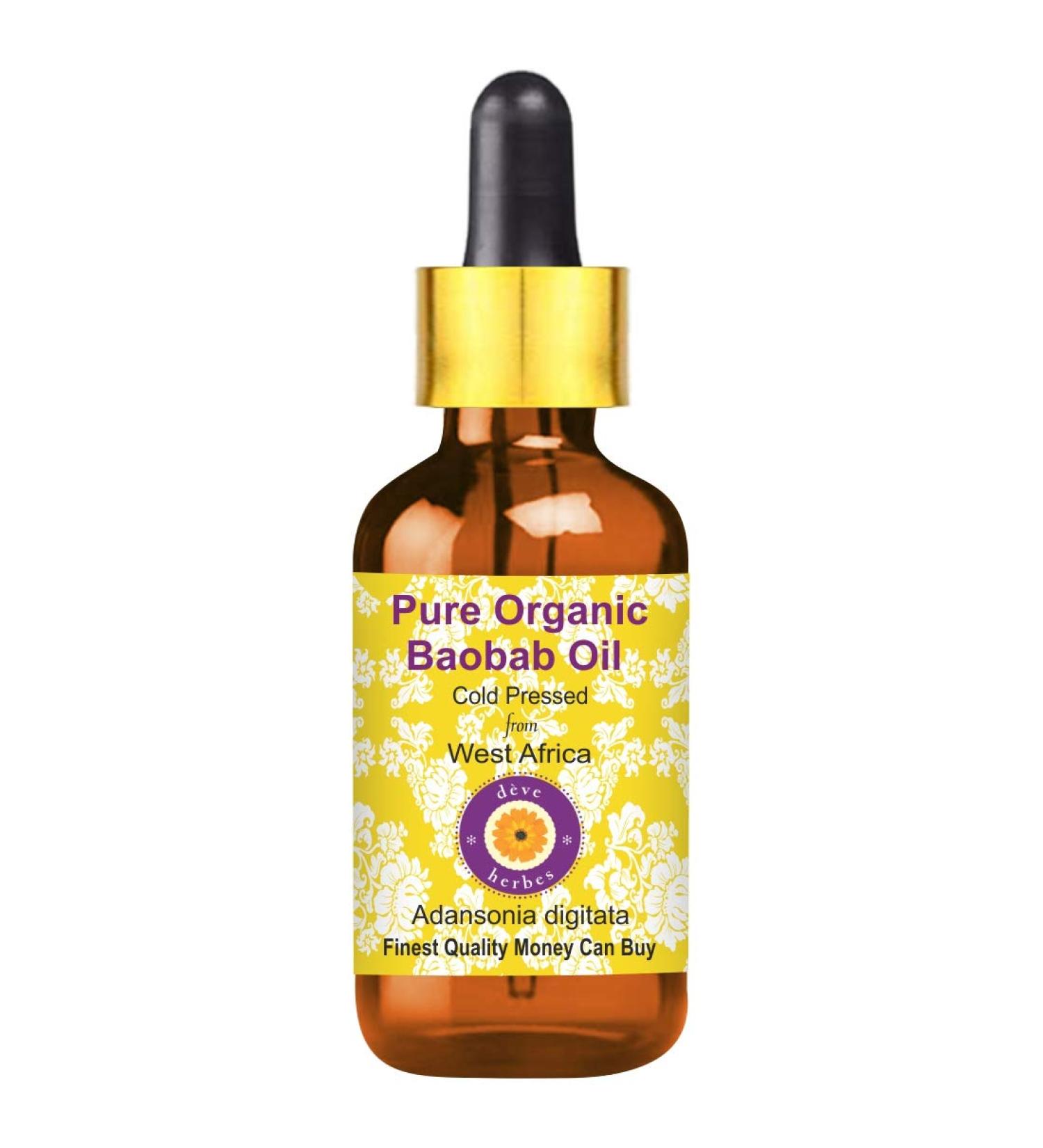 Deve Herbes Pure Organic Baobab Oil (Adansonia digitata) with Glass Dropper Cold Pressed 15ml (0.50 oz) - Buy Online on SooperMarket.com
