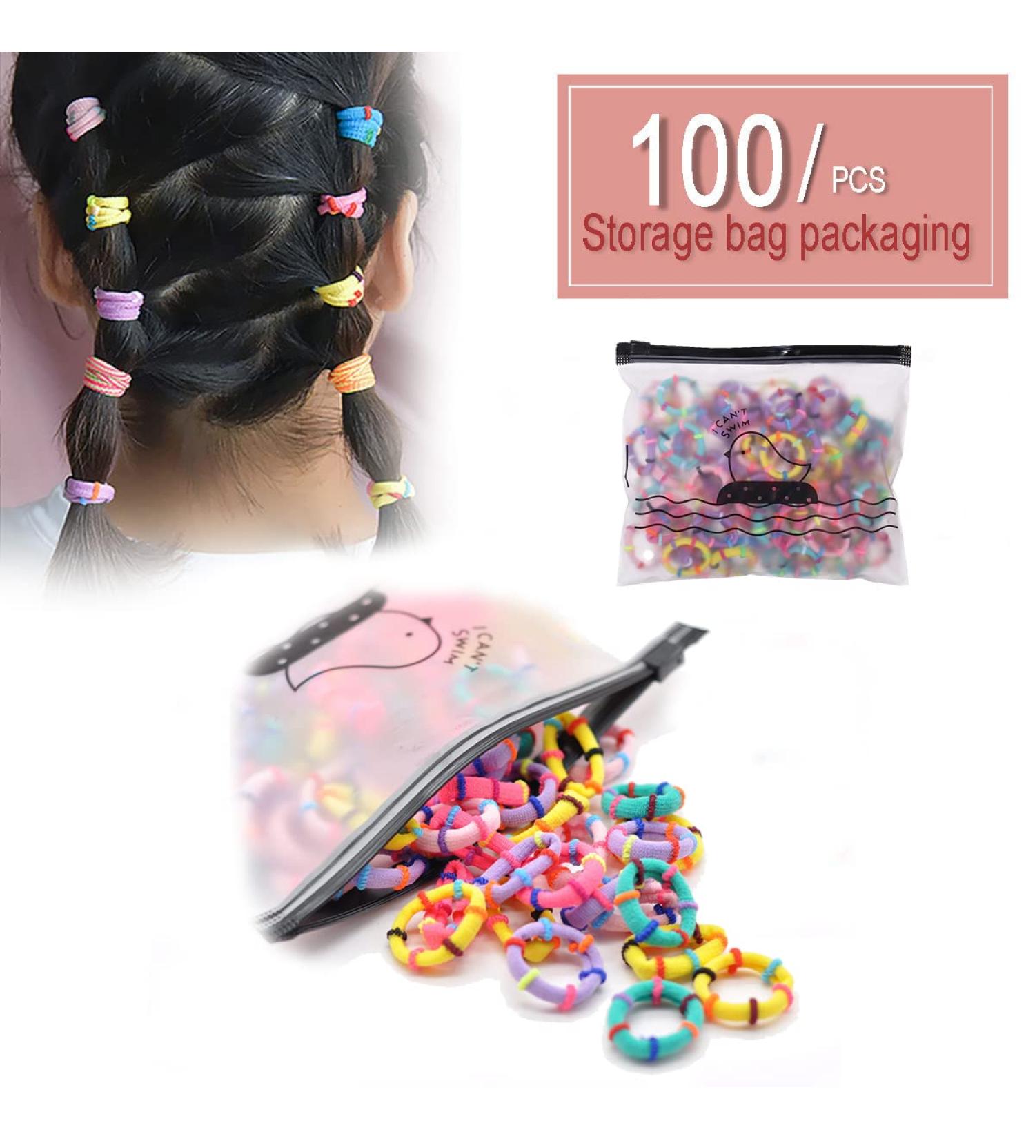 100PCS Baby Hair Ties - Soft Cotton Multicolor Hair Bands for Girls | Elastic Scrunchies for Ponytails - Bamboo Knot Design - Buy Online on SooperMarket.com