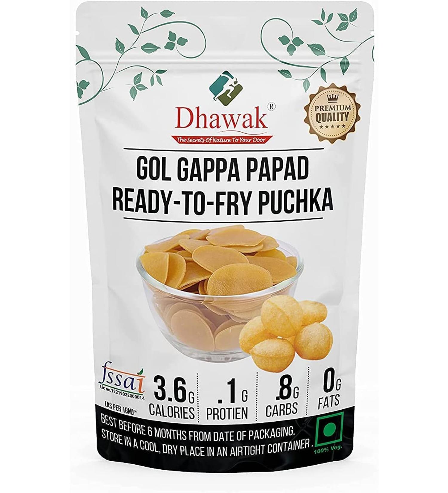 AOZA Dhawak Ready-to-Fry Dry GOL Gappa (Pani Puri Papad) - 400 GMS. - Buy Online on SooperMarket.com
