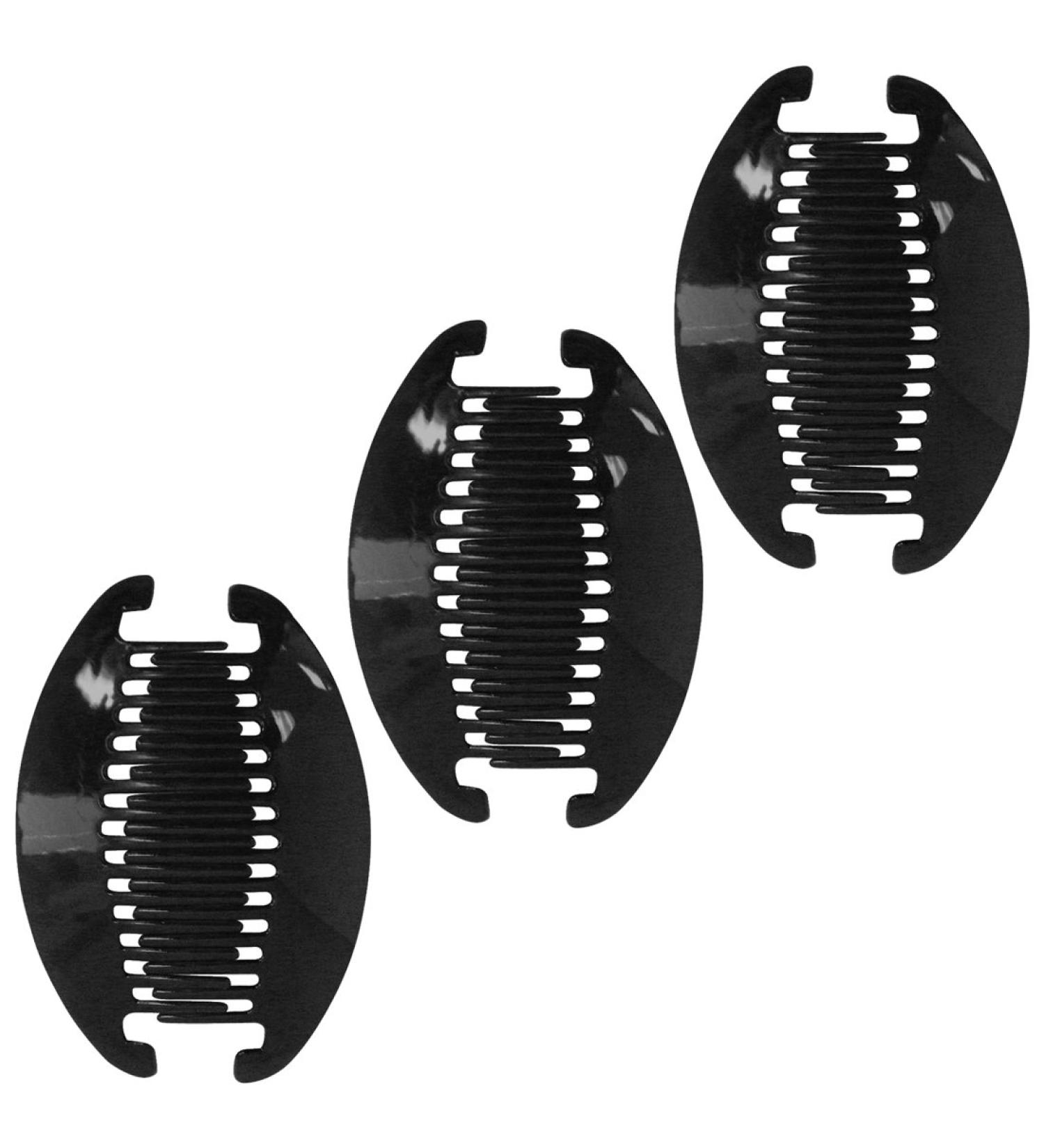 Set of 3 Black 6.5 Inch Interlocking Banana Hair Clips - Stylish Hair Accessories - Buy Online on SooperMarket.com