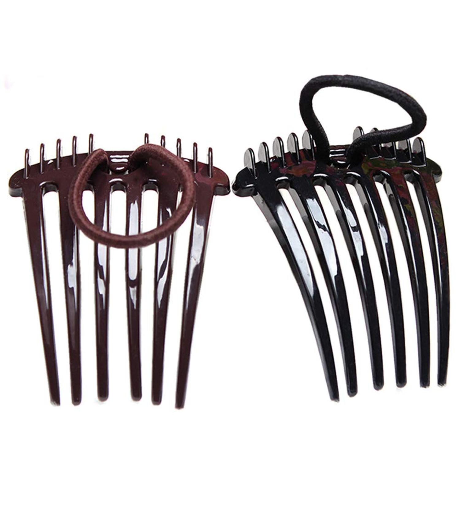 Ponytail Volume Inserts Combs - 4Pcs Fluffy Hair Styling Tool with Elastic Bands (2 Black+2 Coffee) - Buy Online on SooperMarket.com