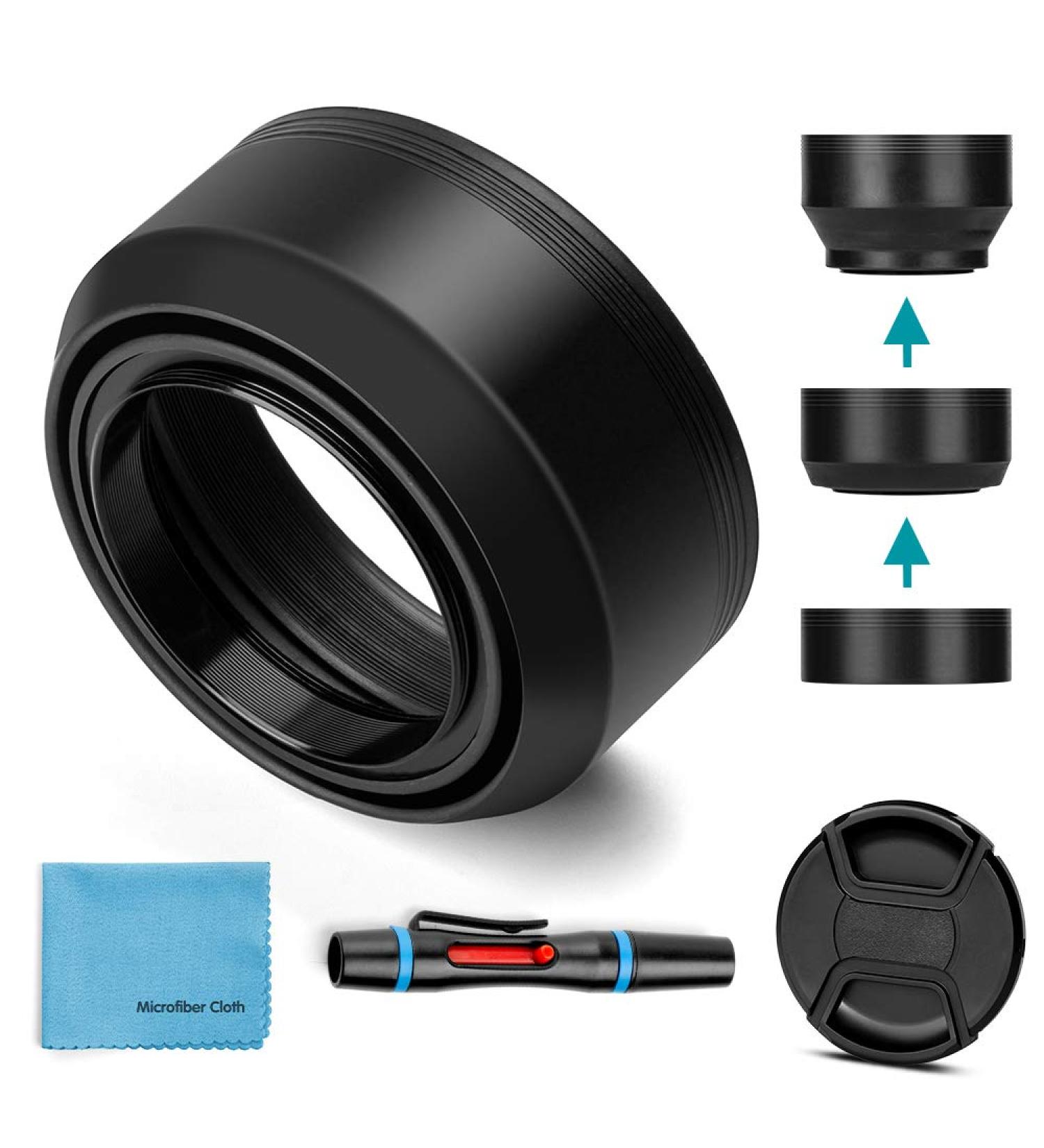 62mm Universal Collapsible Lens Hood with Lens Cap for Canon Nikon Sony Pentax Olympus Fuji Camera - Buy Online on SooperMarket.com