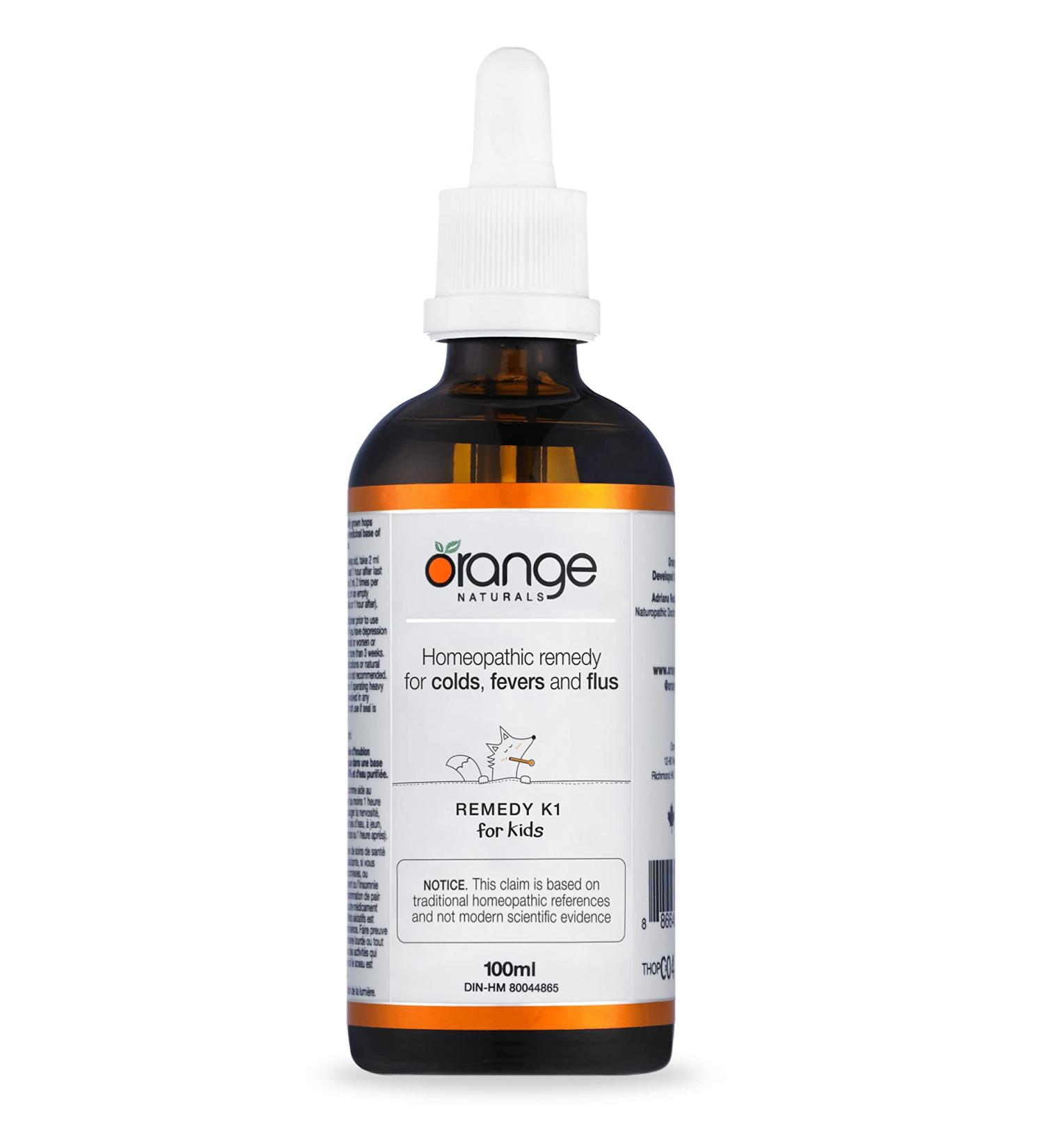 Orange Naturals - Remedy K1 for Kids - Formerly Cold+Flu for Kids - Gentle Relief for Cough & Dry Cough - 100ml Non-Drowsy Solution for Children - Buy Online on SooperMarket.com