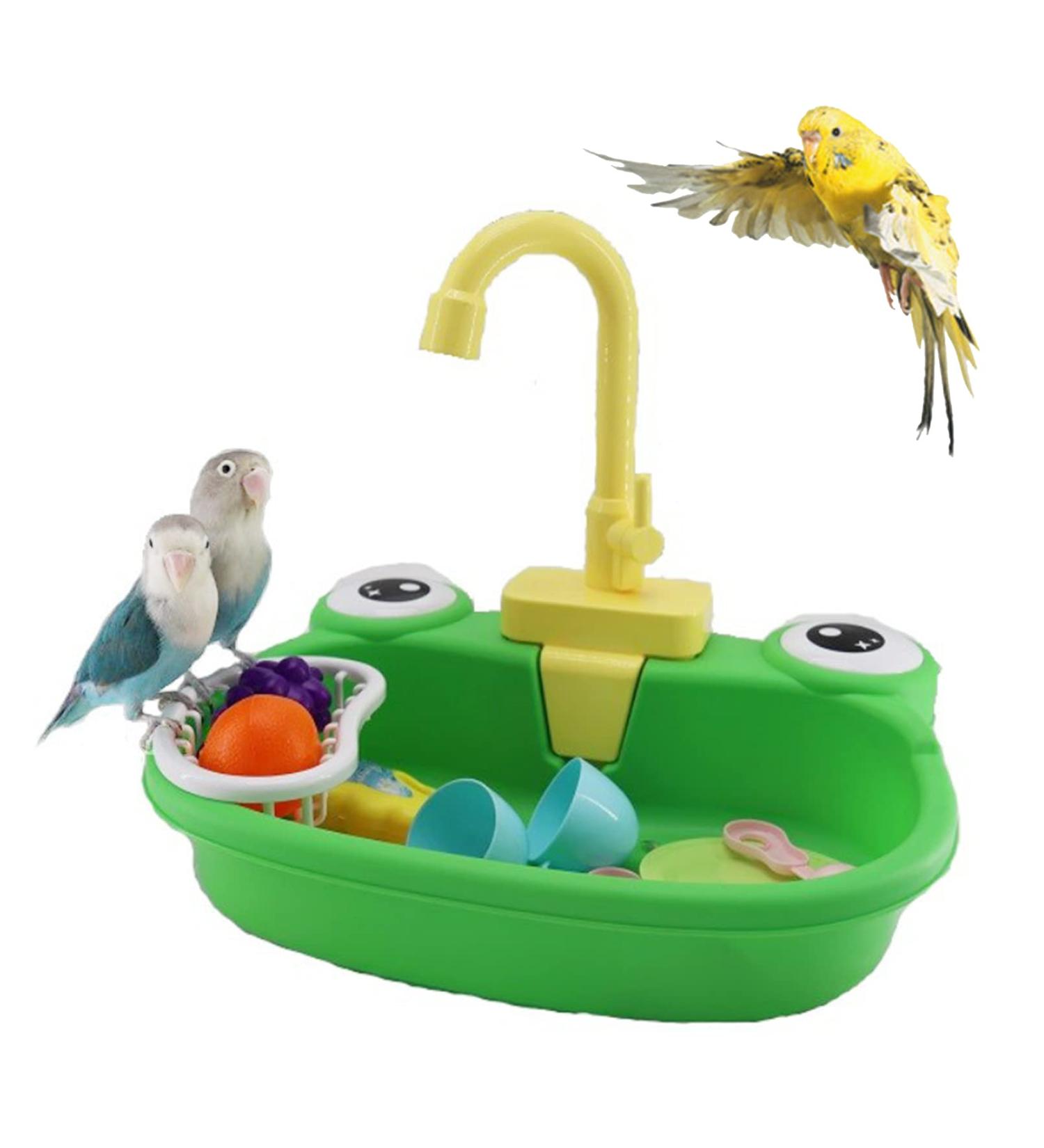 PINVNBY Parrot Bath Tub with Faucet - Multifunctional Bird Shower Box for Small to Medium Birds - Buy Online on SooperMarket.com