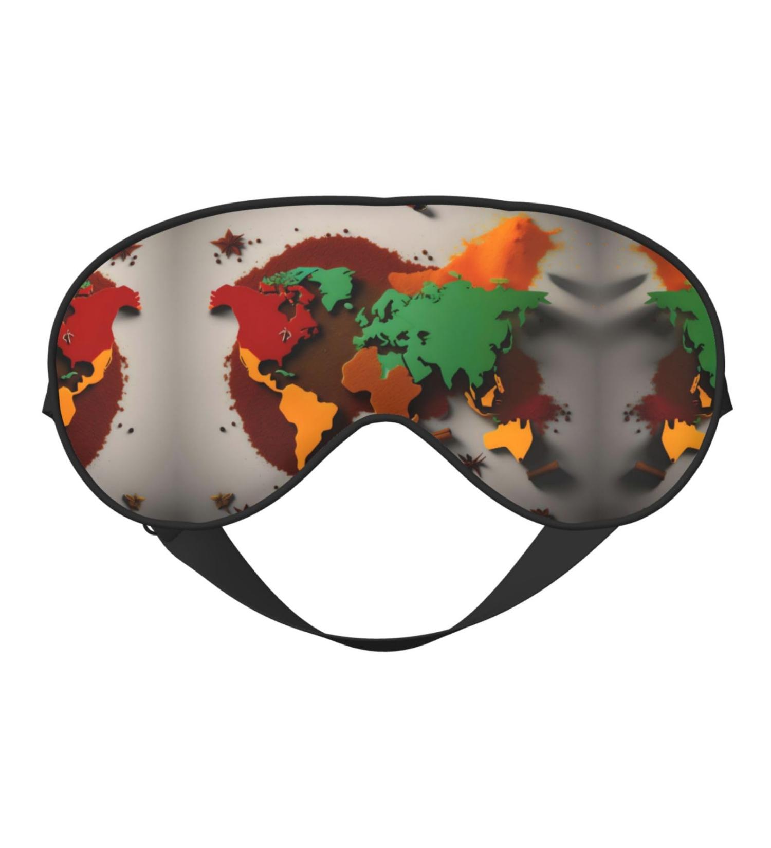 World Map Made of Spices Print Double-Sided Eye Mask Soft and Light Blocking for Enhancing Sleep Quality - Buy Online on SooperMarket.com