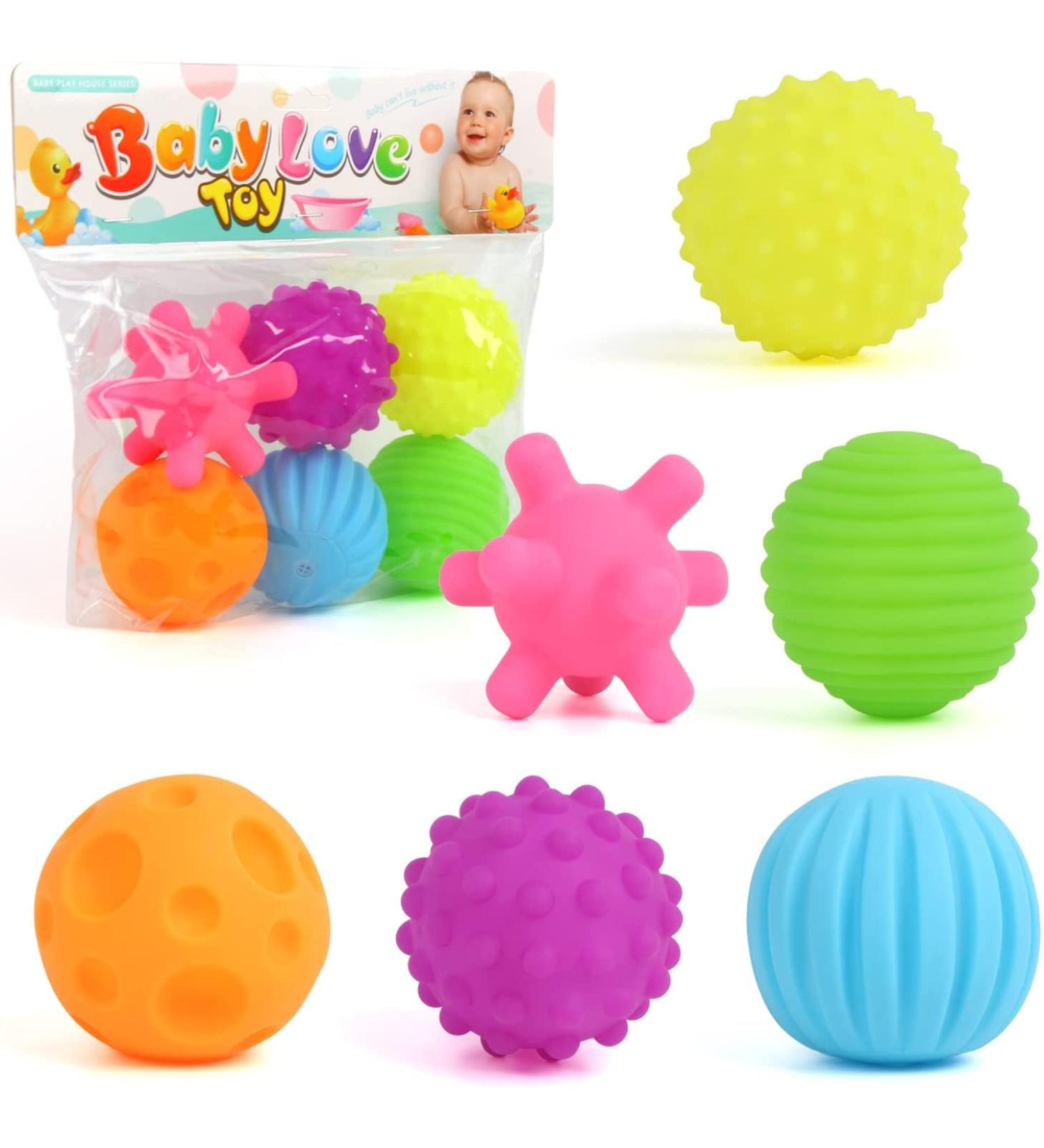 DERAYEE 6 Piece Sensory Toy Set - Colorful Squeeze Balls for Infants | Ideal Sensory Balls for Babies Ages 3-12 Months - International Shipping Available - Buy Online on SooperMarket.com