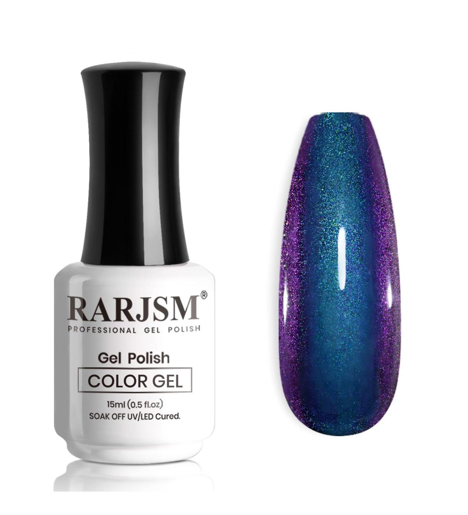 Buy RARJSM Chameleon Gel Nail Polish - Dark Blue to Purple Multichrome Color Changing Holographic Glitter - 15ml Soak Off DIY Nail Gel for Salon Quality Nails at Home - Buy Online on SooperMarket.com
