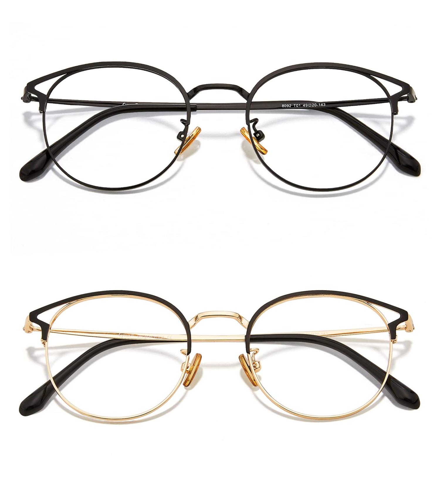 Cyxus Cat Eye & Round Vintage Blue Light Filter Glasses for Women - UV400 Anti-Harmful Protection - 2 Piece Set in Black & Black Gold - Buy Online on SooperMarket.com