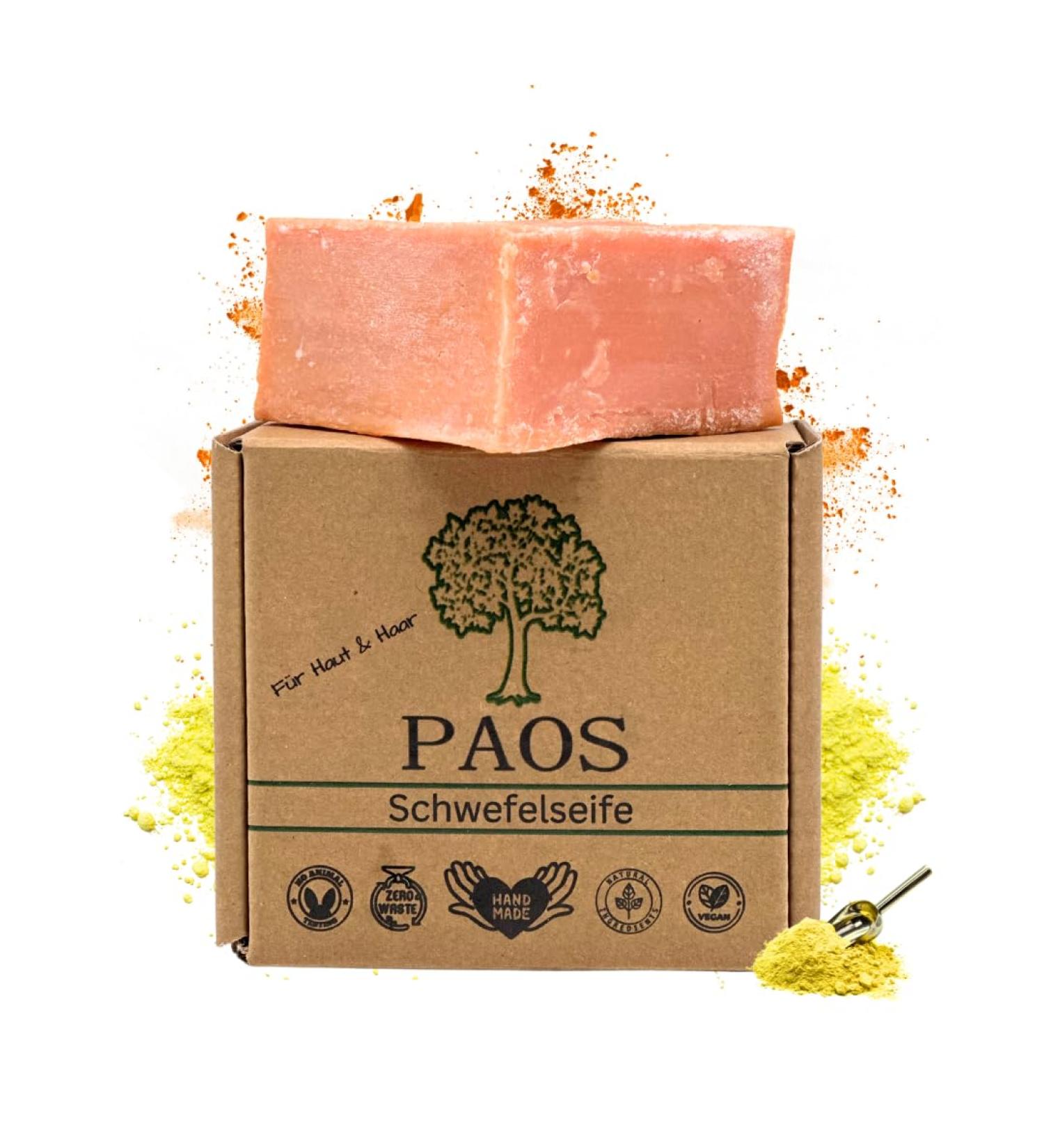 Paos Sulfur Soap - Natural Acne & Hair Loss Treatment | 1550g Chemical-Free Soap for Skin Care - Buy Online on SooperMarket.com