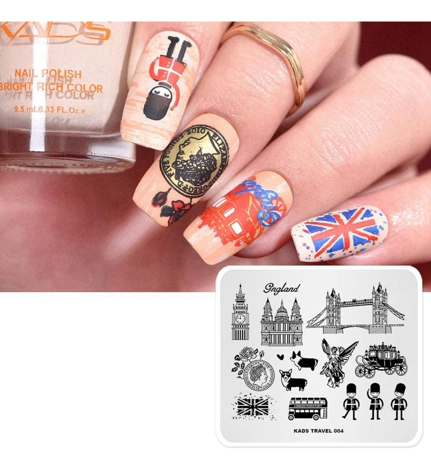 Alexnailart Nail Art Stamping Plate Travel The UK Guard Image Plate Nail Art Tools (TR004) - Buy Online on SooperMarket.com